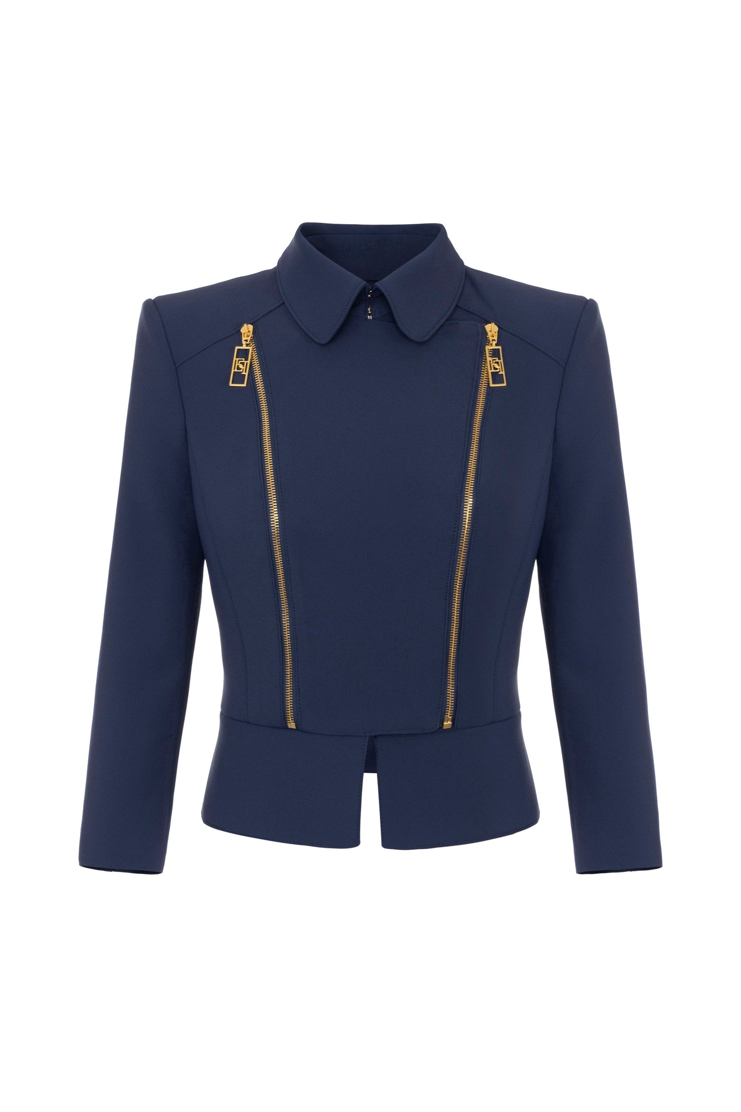 Stretch crêpe jacket with peplum and zip