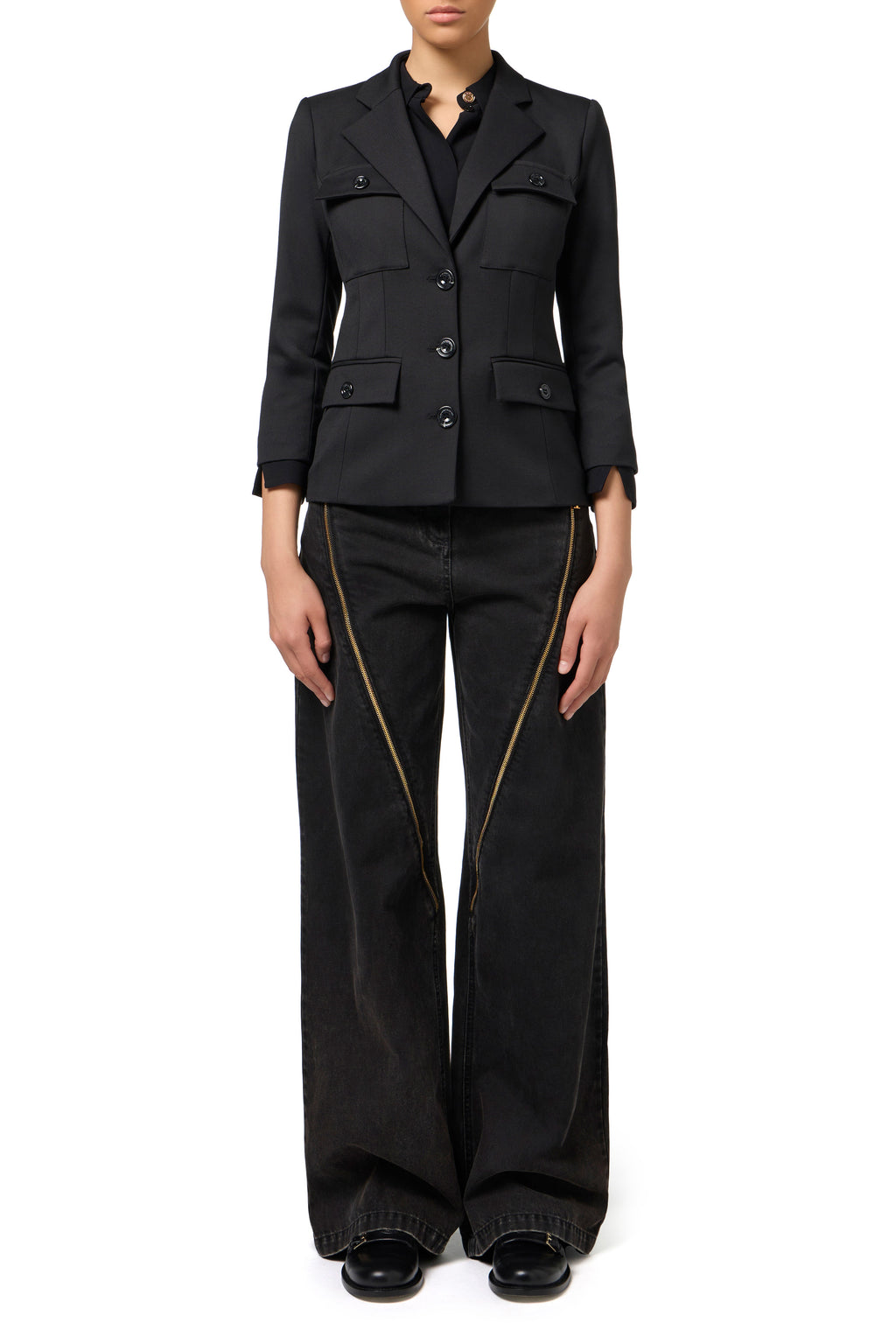Single-breasted cool wool jacket with pockets | LAST PIECE: 42