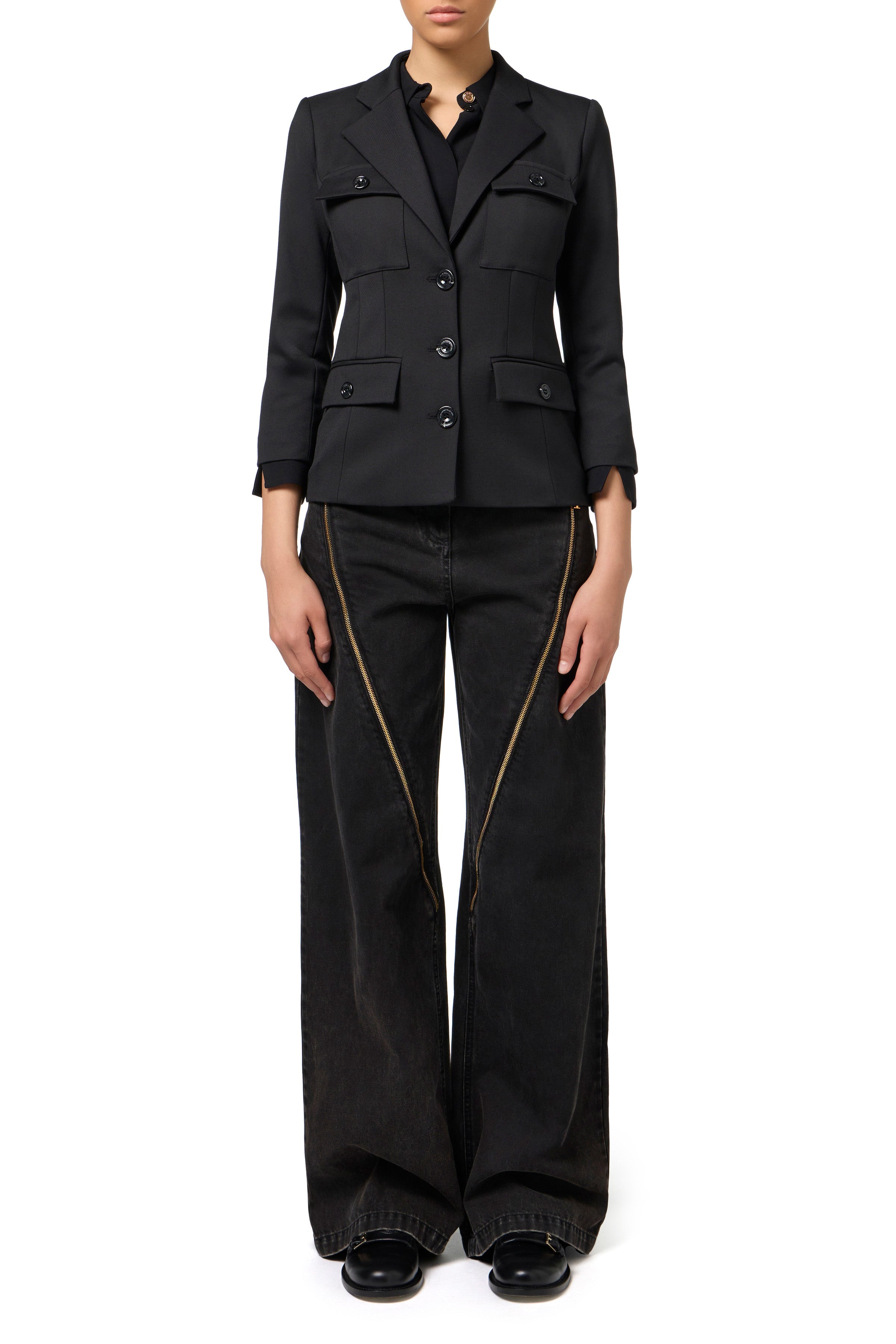 Single-breasted cool wool jacket with pockets | LAST PIECE: 42