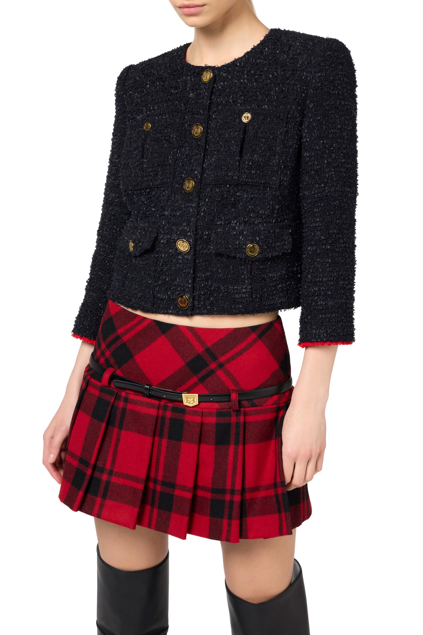 Tweed cropped jacket with pockets