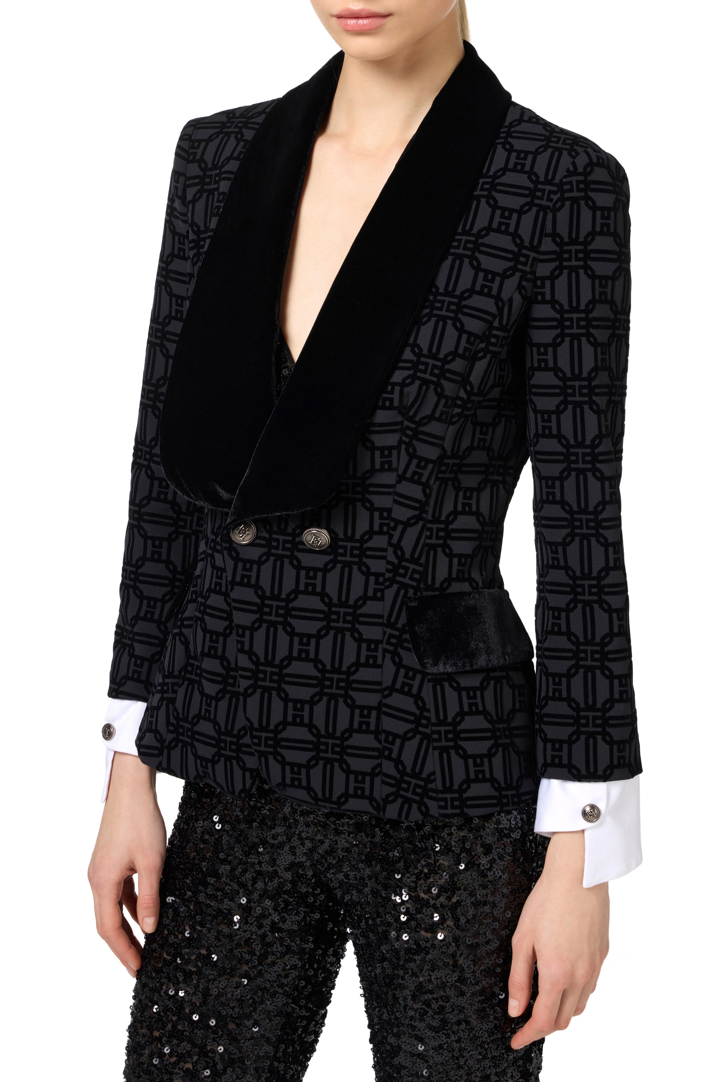 Double-breasted flock crêpe jacket | LAST PIECE: 40