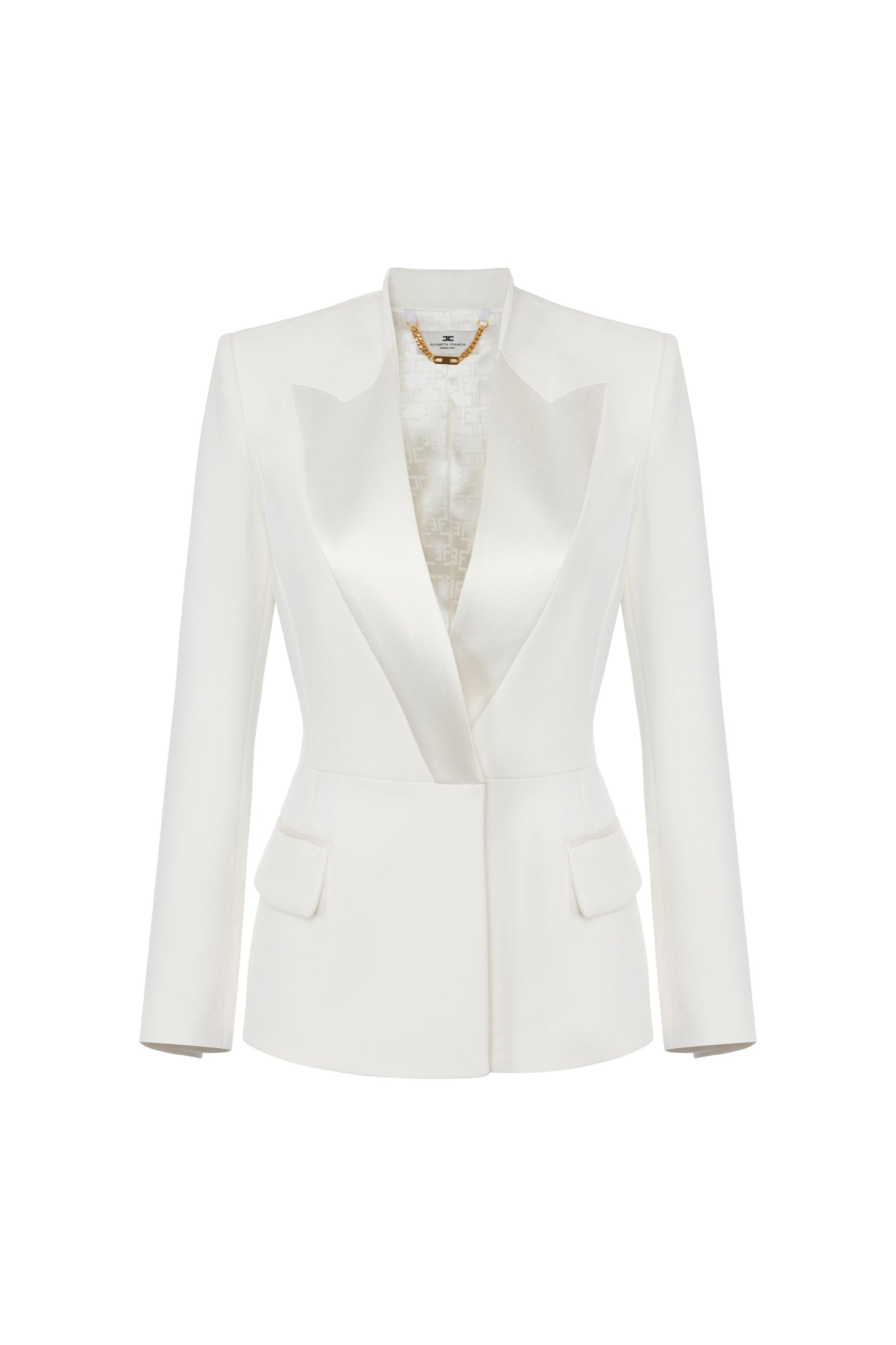 Crêpe double-breasted jacket with satin lapels