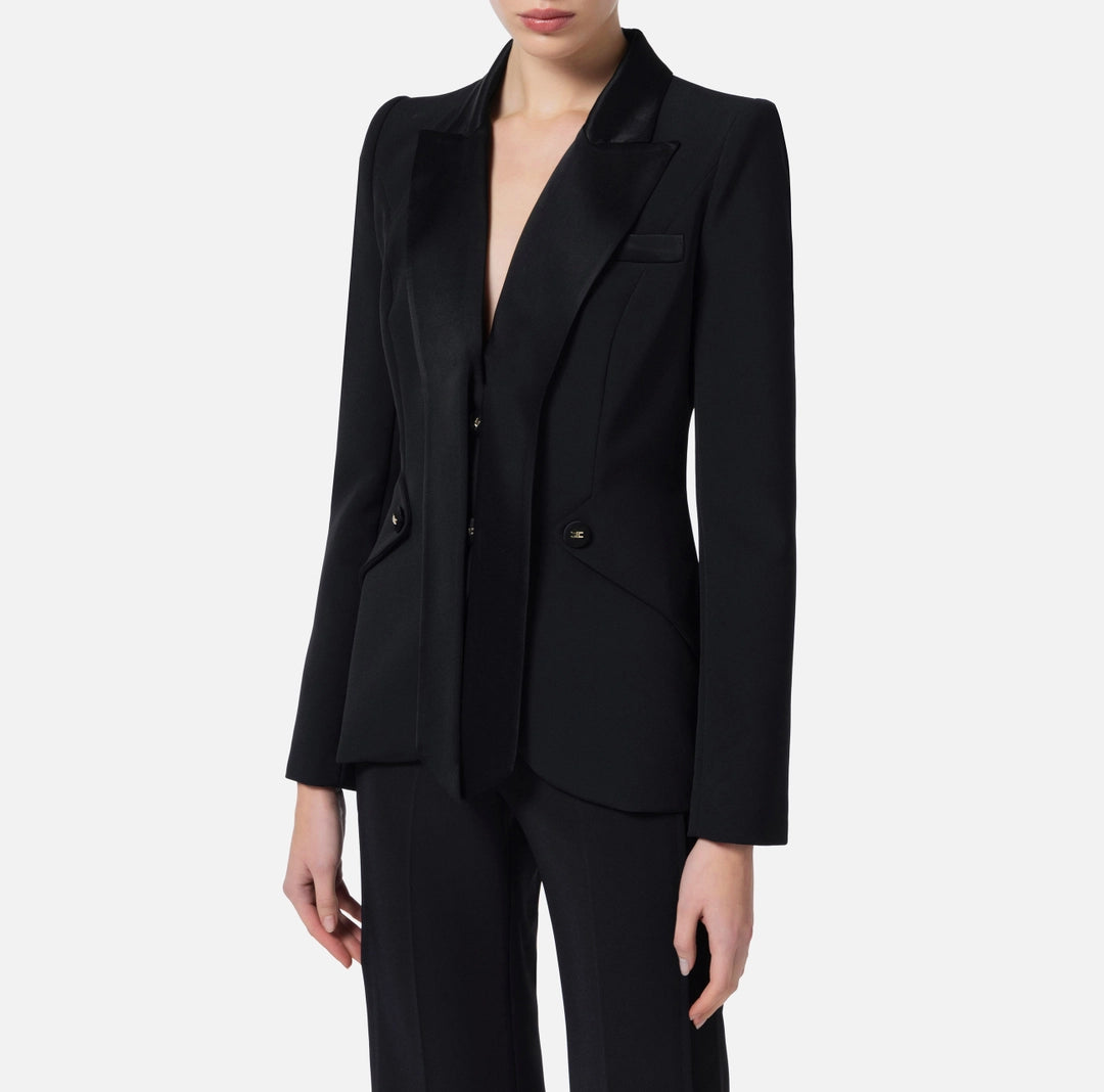 Crêpe tuxedo jacket with satin lapels