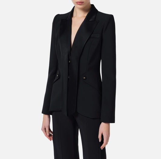 Crêpe tuxedo jacket with satin lapels