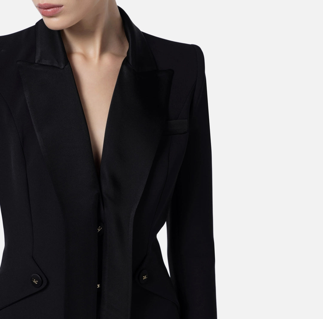 Crêpe tuxedo jacket with satin lapels