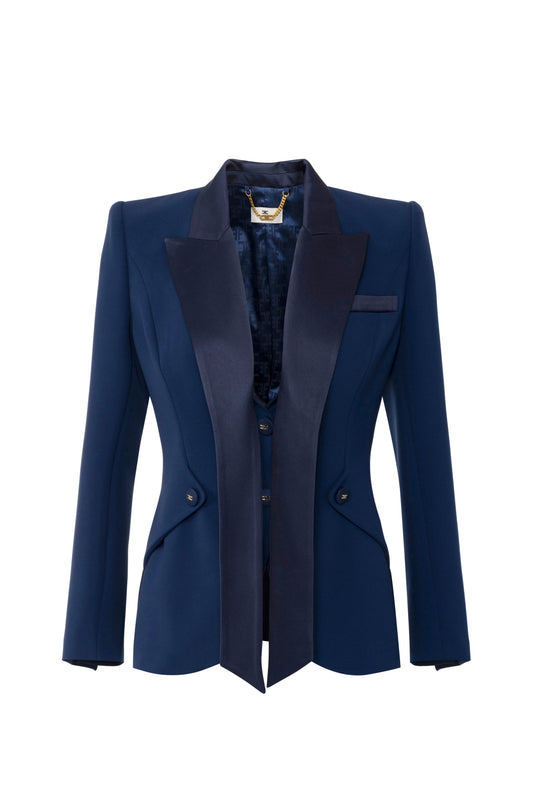 Crêpe tuxedo jacket with satin lapels