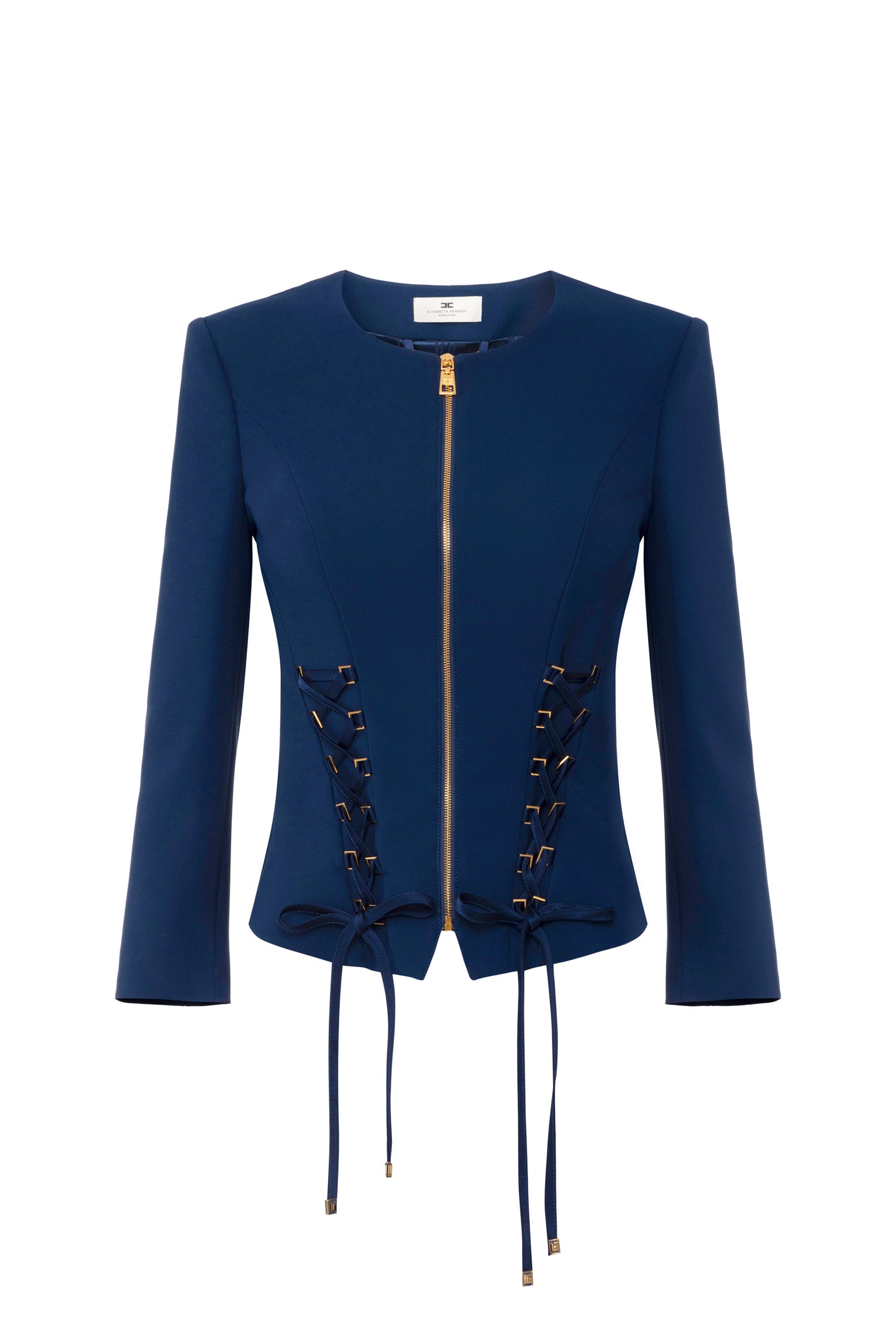 Crêpe jacket with criss-cross laces