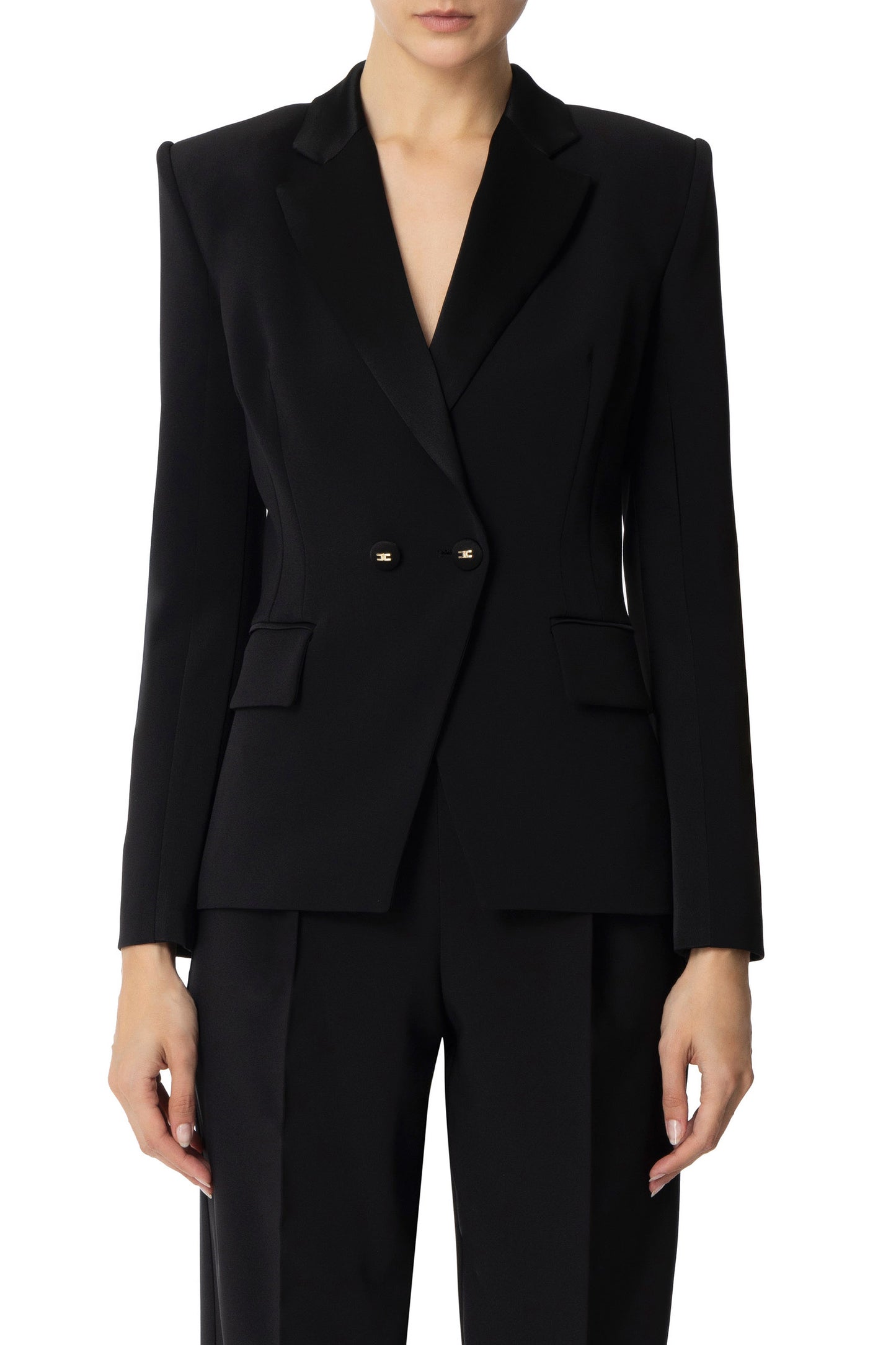 Crêpe jacket with satin lapels