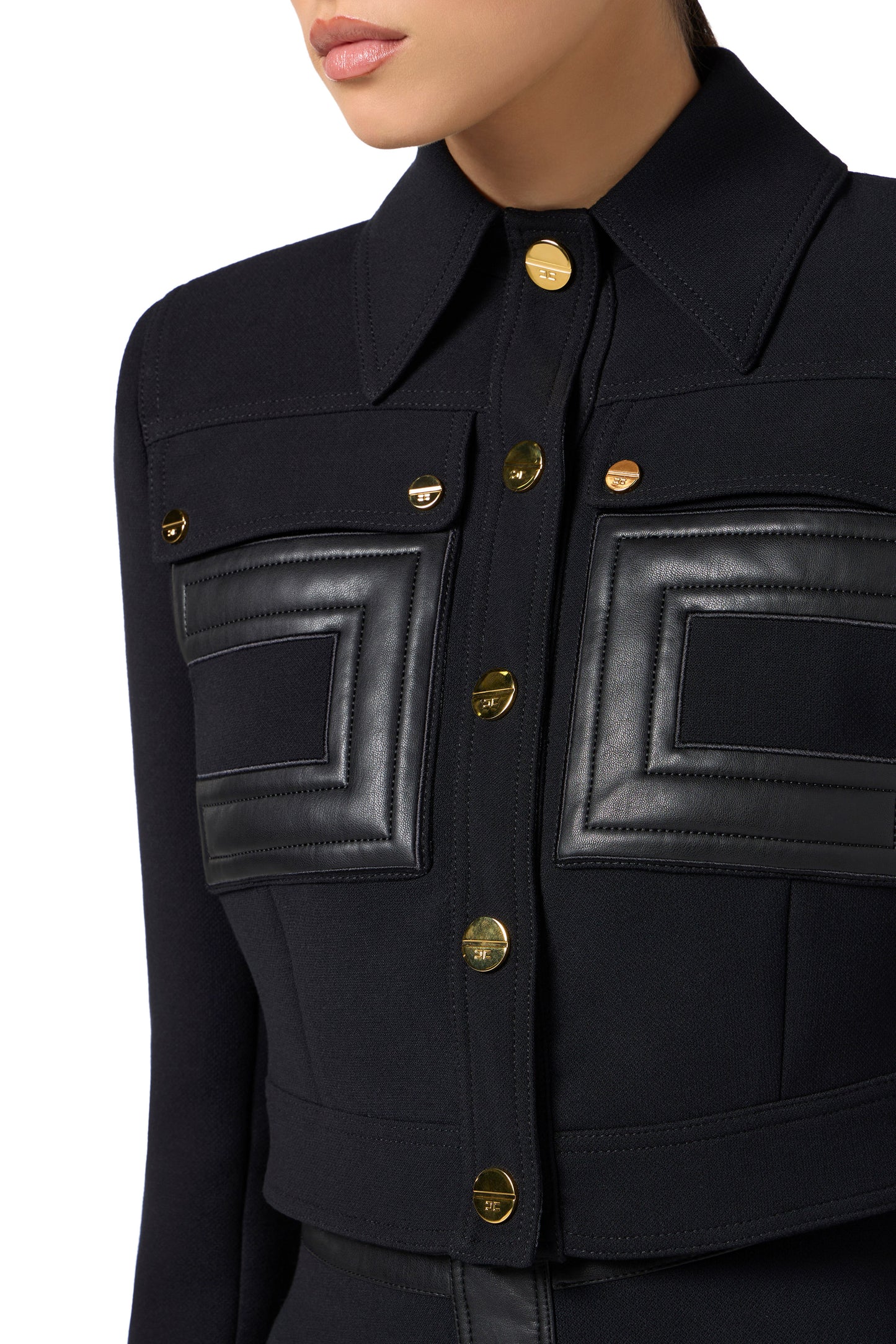 Jacket in double-layer crêpe fabric with logo details