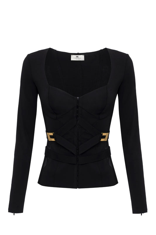 Jacket in bi-elastic fabric