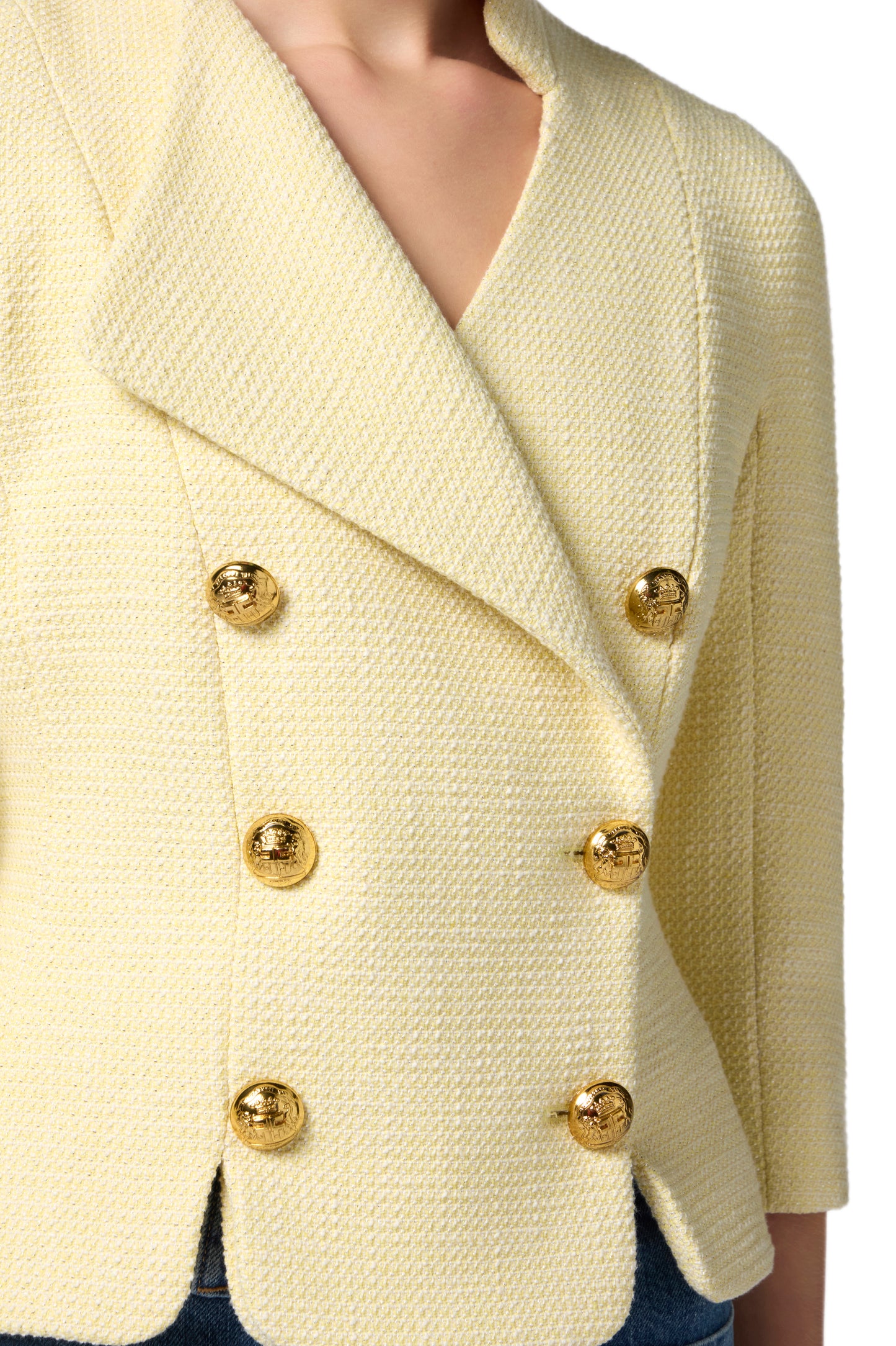 Diamond tweed jacket with logoed buttons