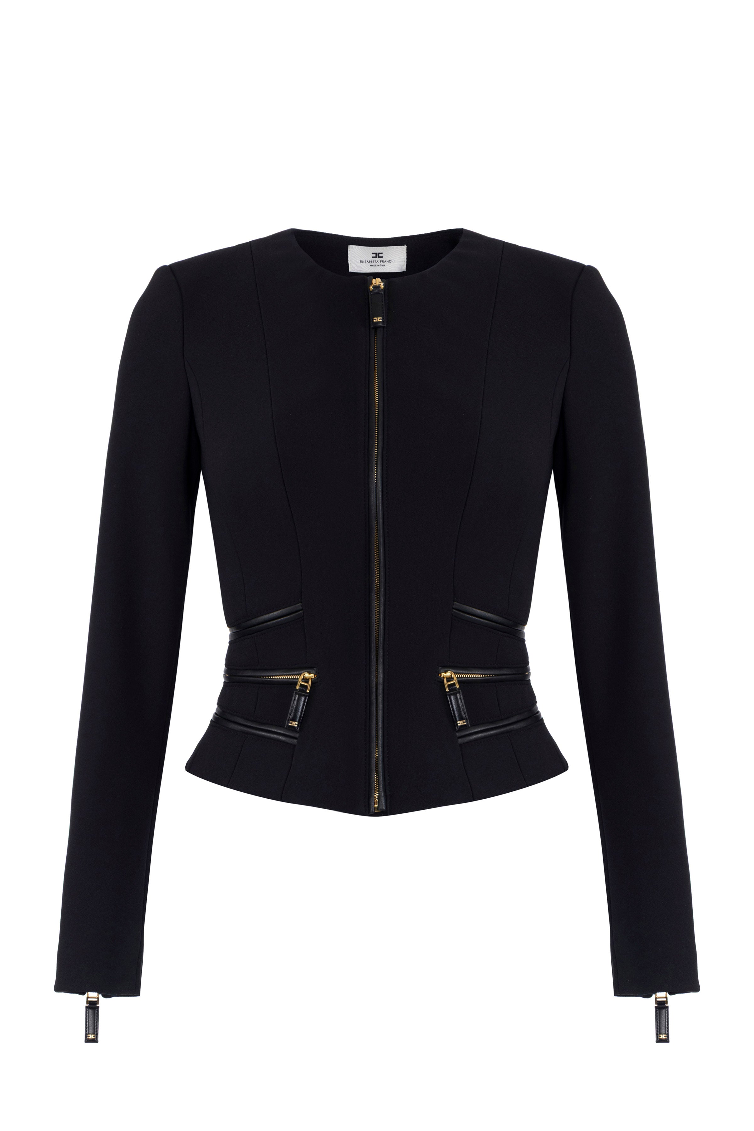 Jacket in double-layer crêpe fabric with zip details