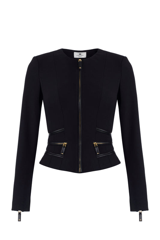 Jacket in double-layer crêpe fabric with zip details
