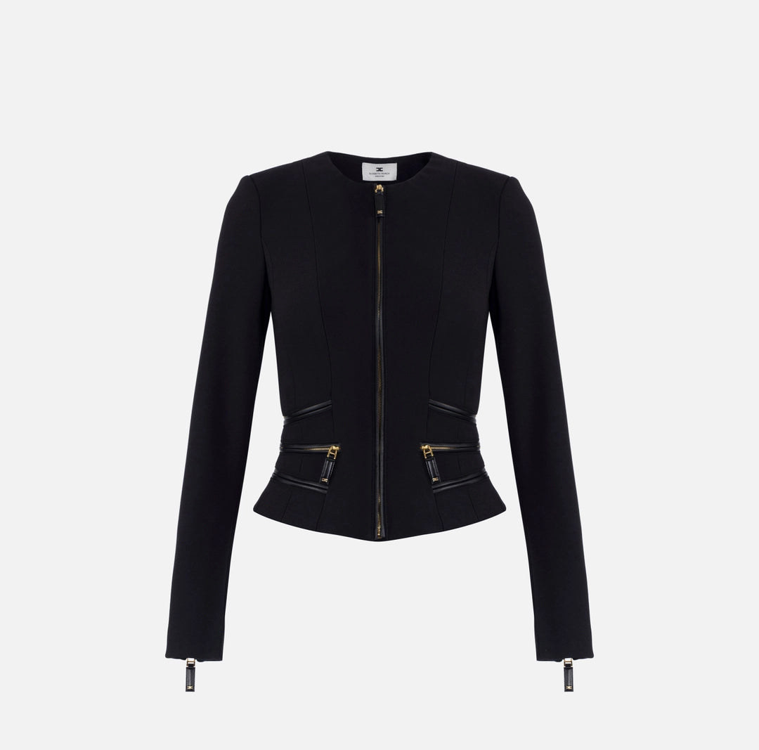 Jacket in double-layer crêpe fabric with zip details