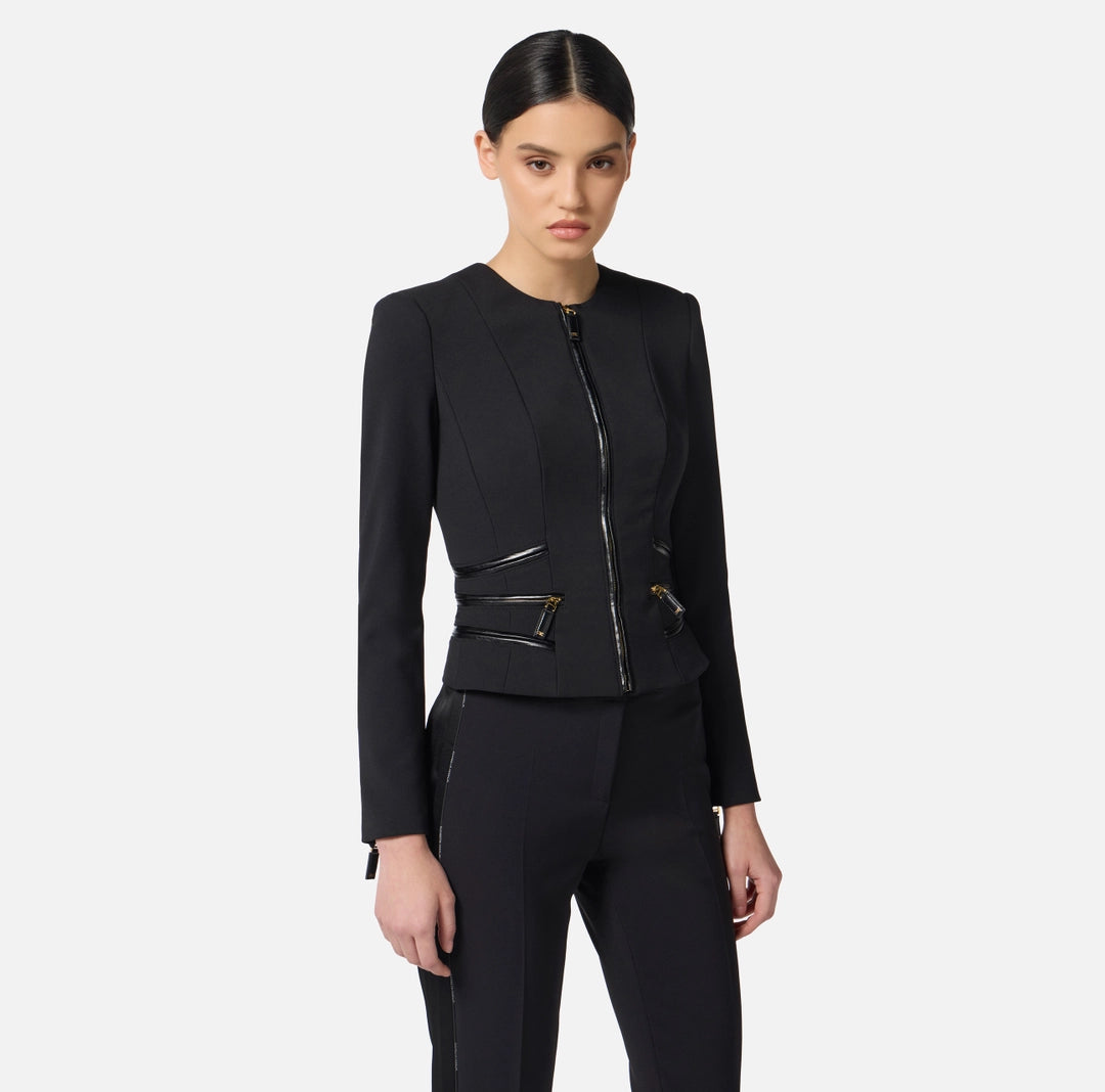 Jacket in double-layer crêpe fabric with zip details