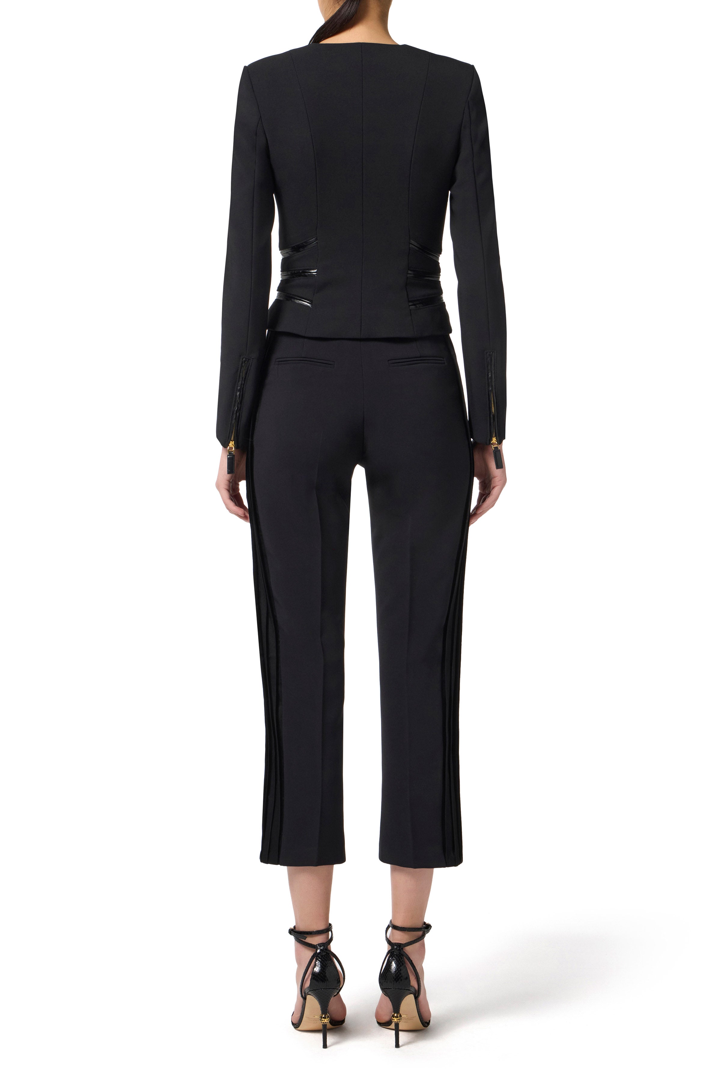 Jacket in double-layer crêpe fabric with zip details