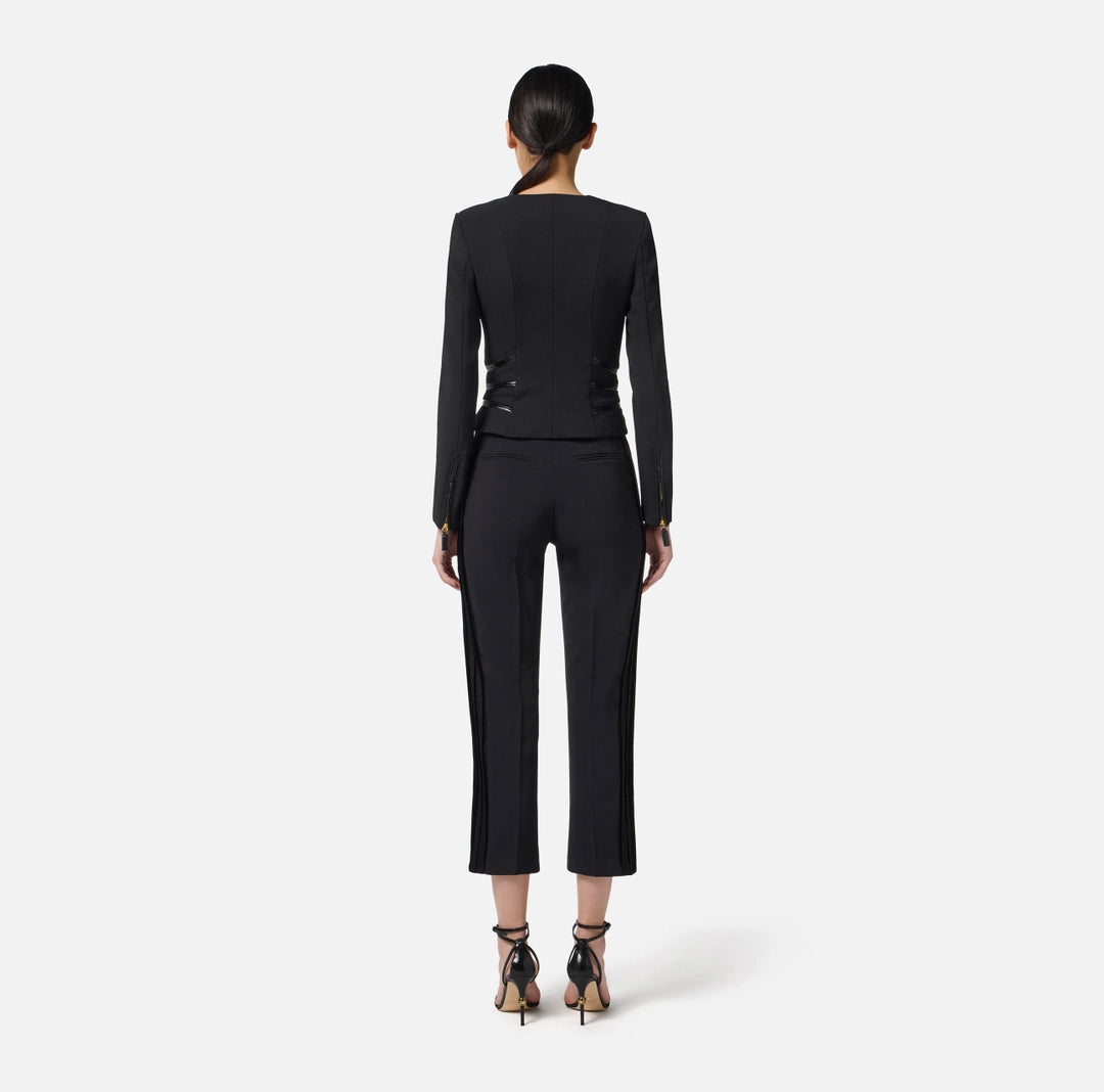 Jacket in double-layer crêpe fabric with zip details