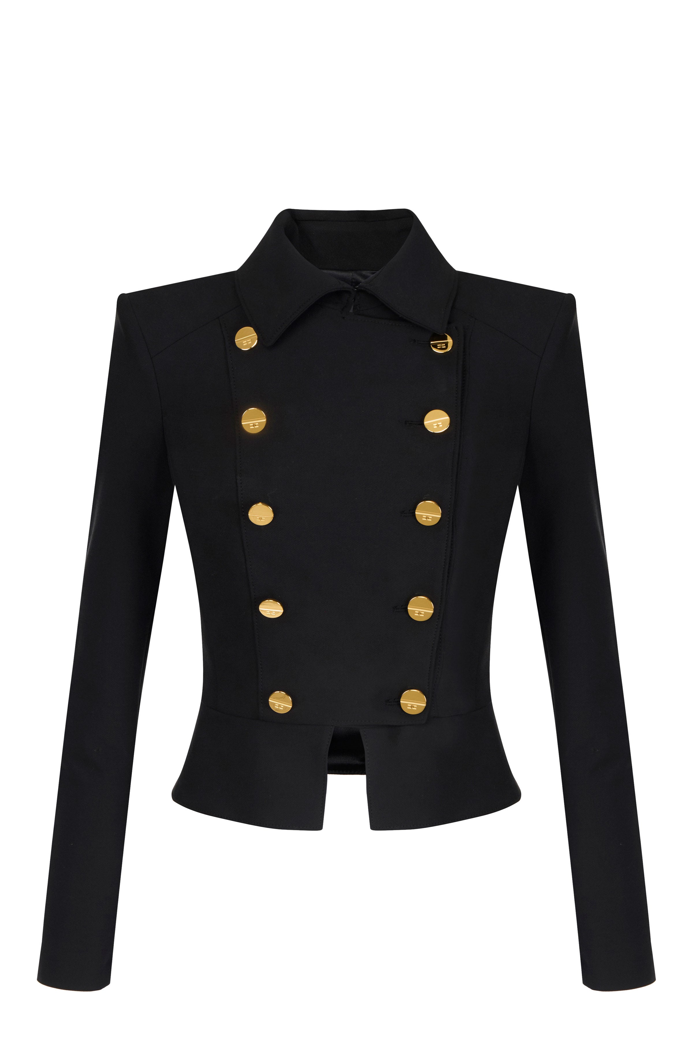 Jacket in bi-elastic fabric with jewel buttons