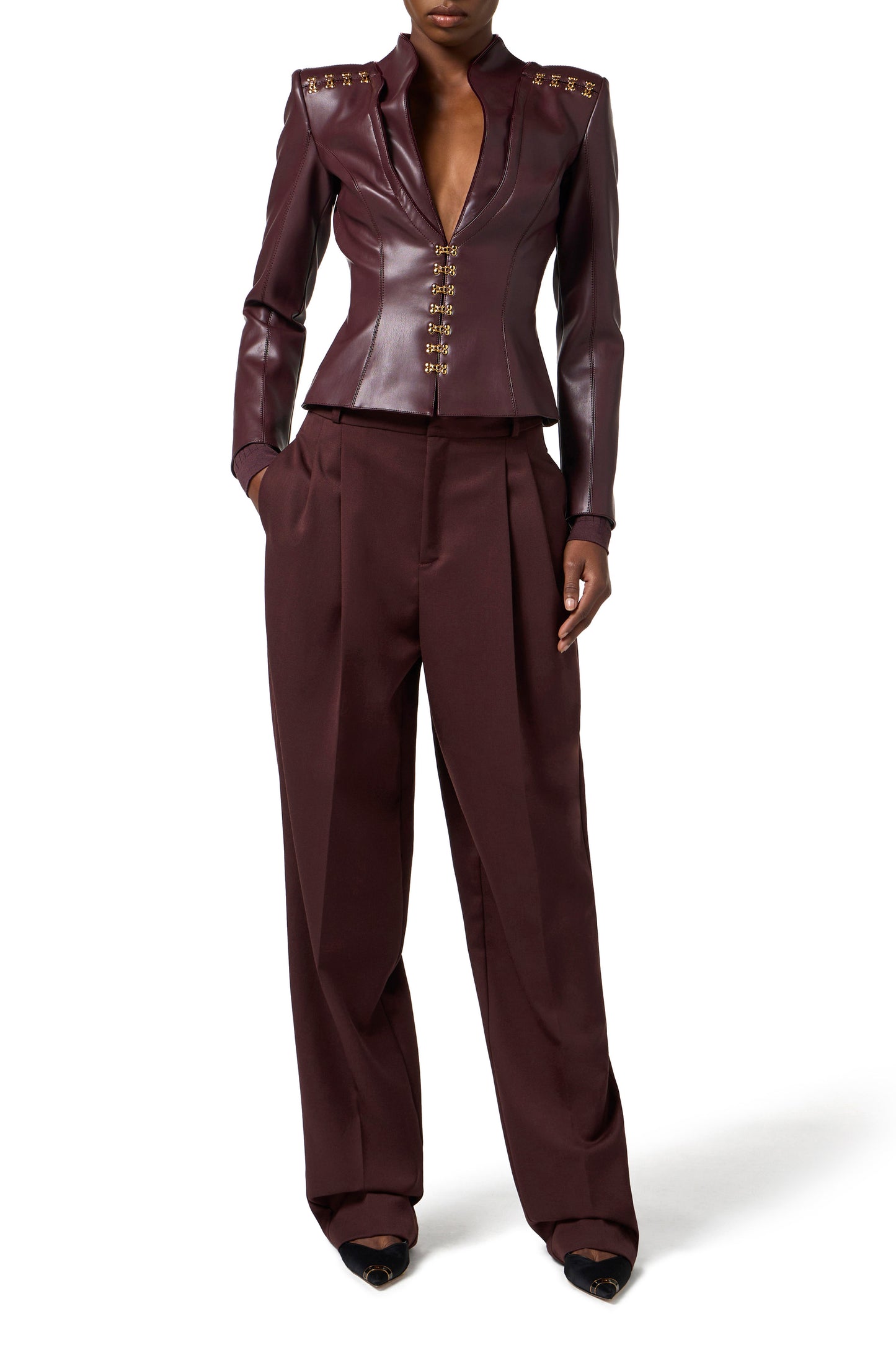 Jacket with jewel clasps