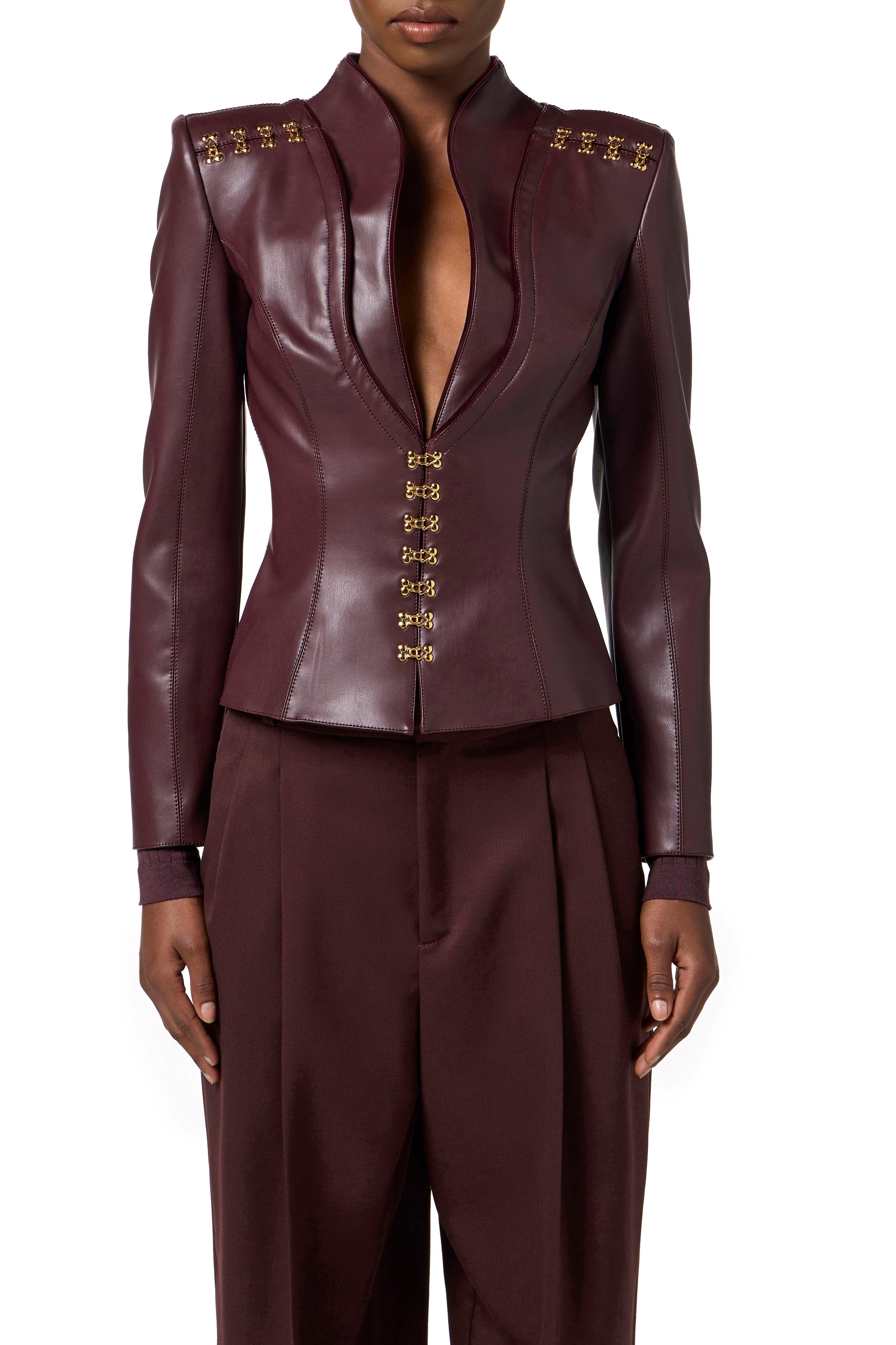 Jacket with jewel clasps