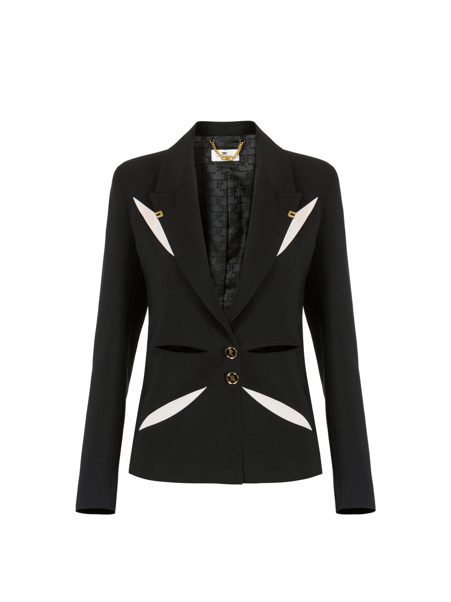 Jacket in lightweight crêpe fabric with two-colour cut-outs