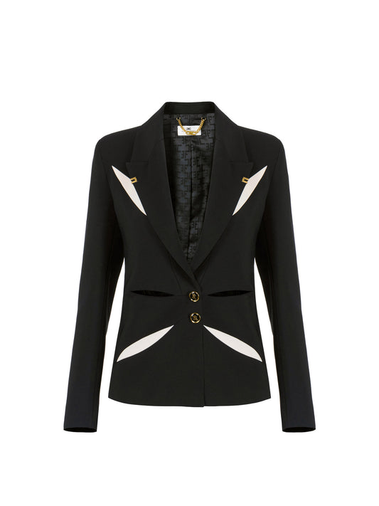 Jacket in lightweight crêpe fabric with two-colour cut-outs
