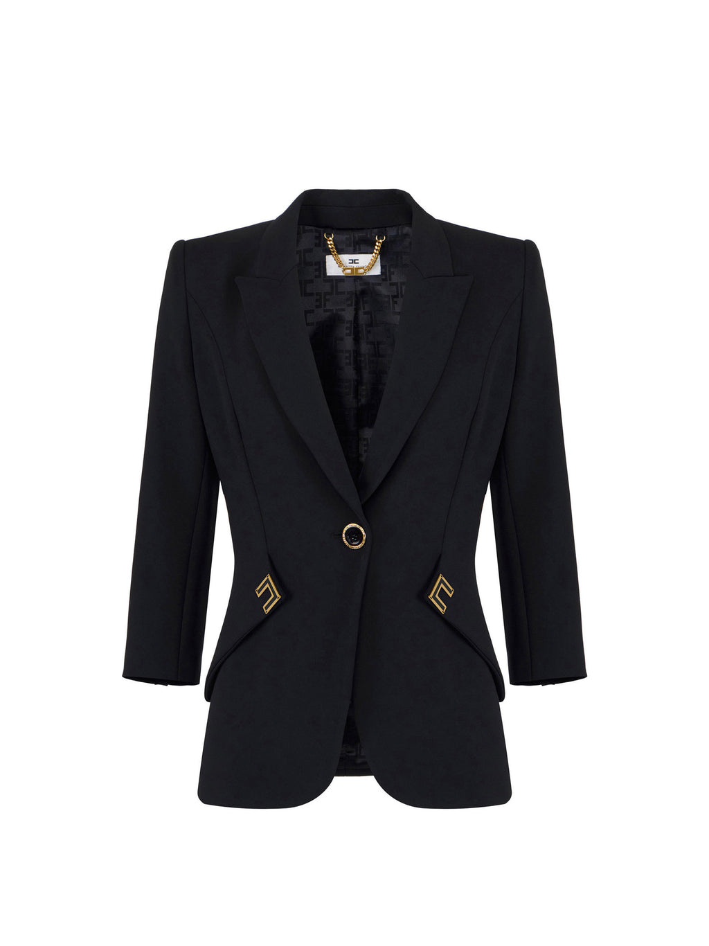 Jacket in double layer stretch crêpe fabric with logo details