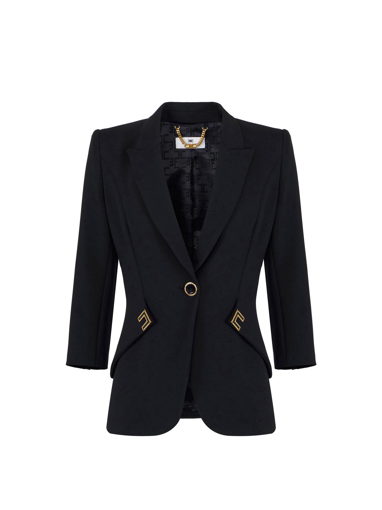 Jacket in double layer stretch crêpe fabric with logo details