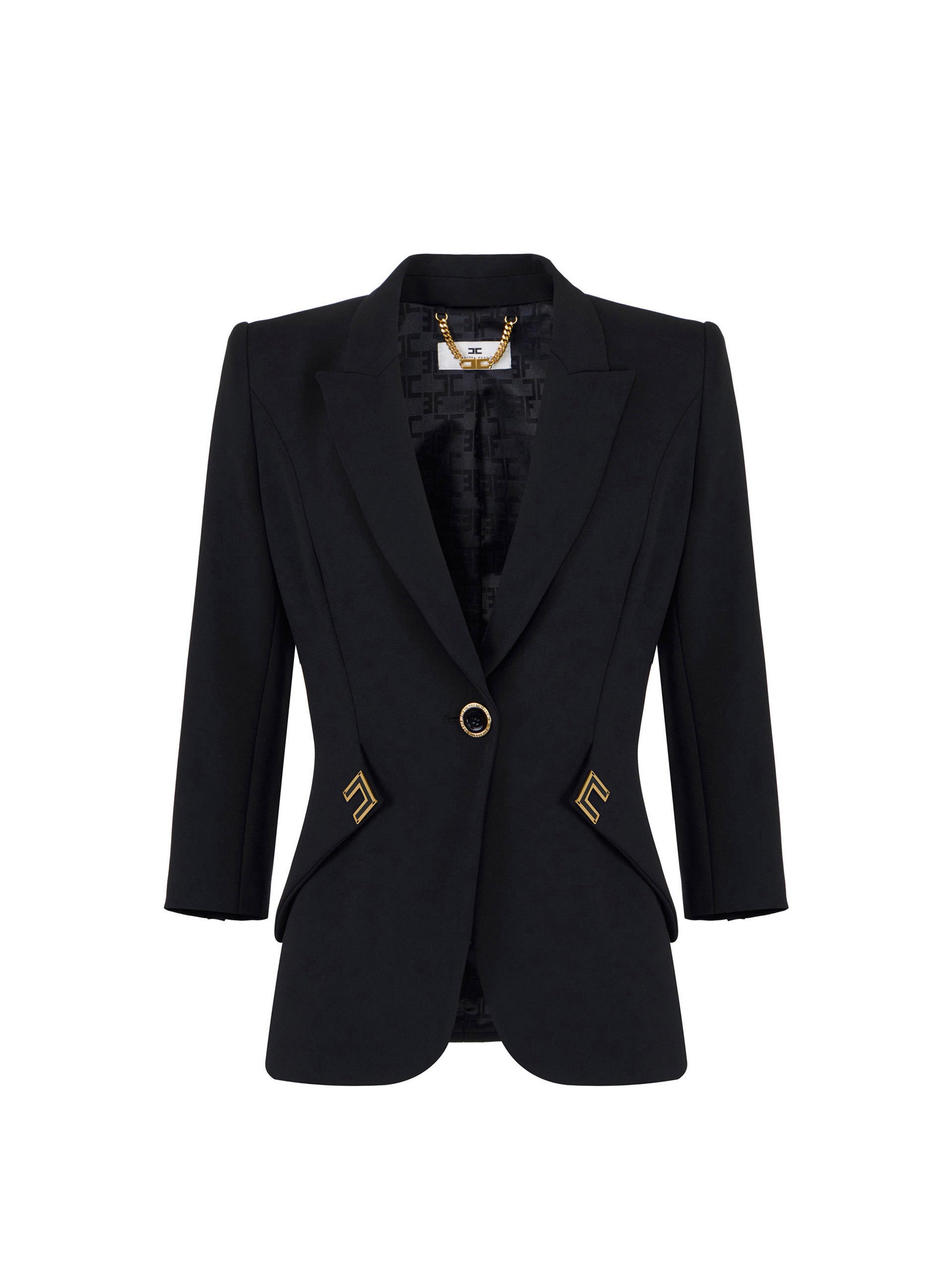 Jacket in double layer stretch crêpe fabric with logo details