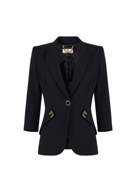 Jacket in double layer stretch crêpe fabric with logo details