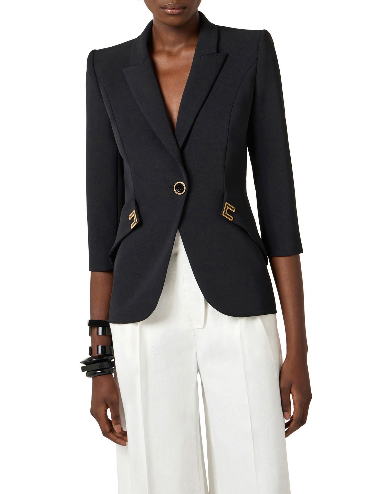 Jacket in double layer stretch crêpe fabric with logo details