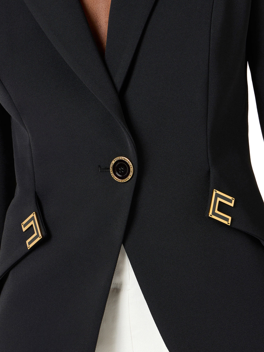 Jacket in double layer stretch crêpe fabric with logo details