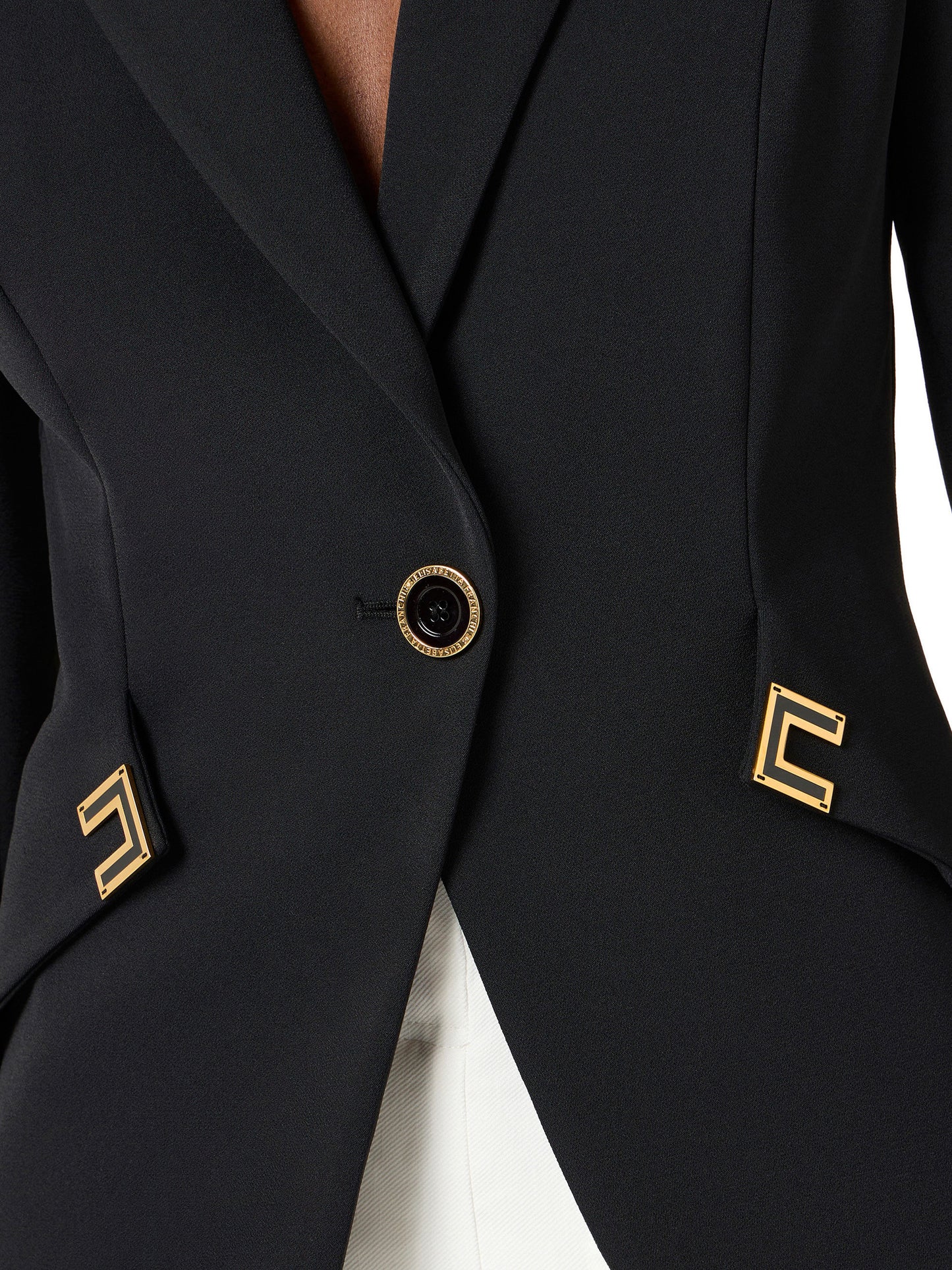 Jacket in double layer stretch crêpe fabric with logo details