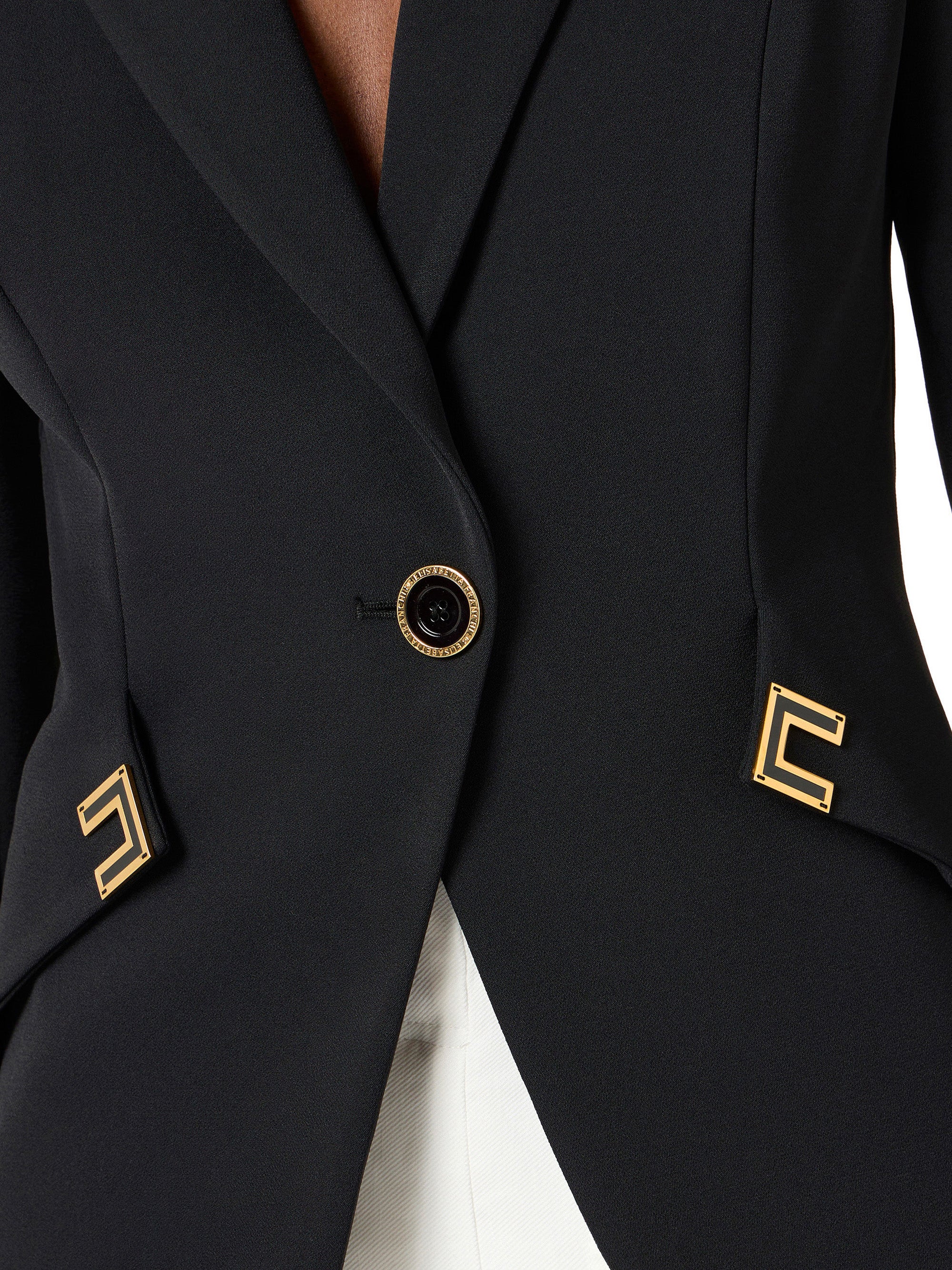 Jacket in double layer stretch crêpe fabric with logo details