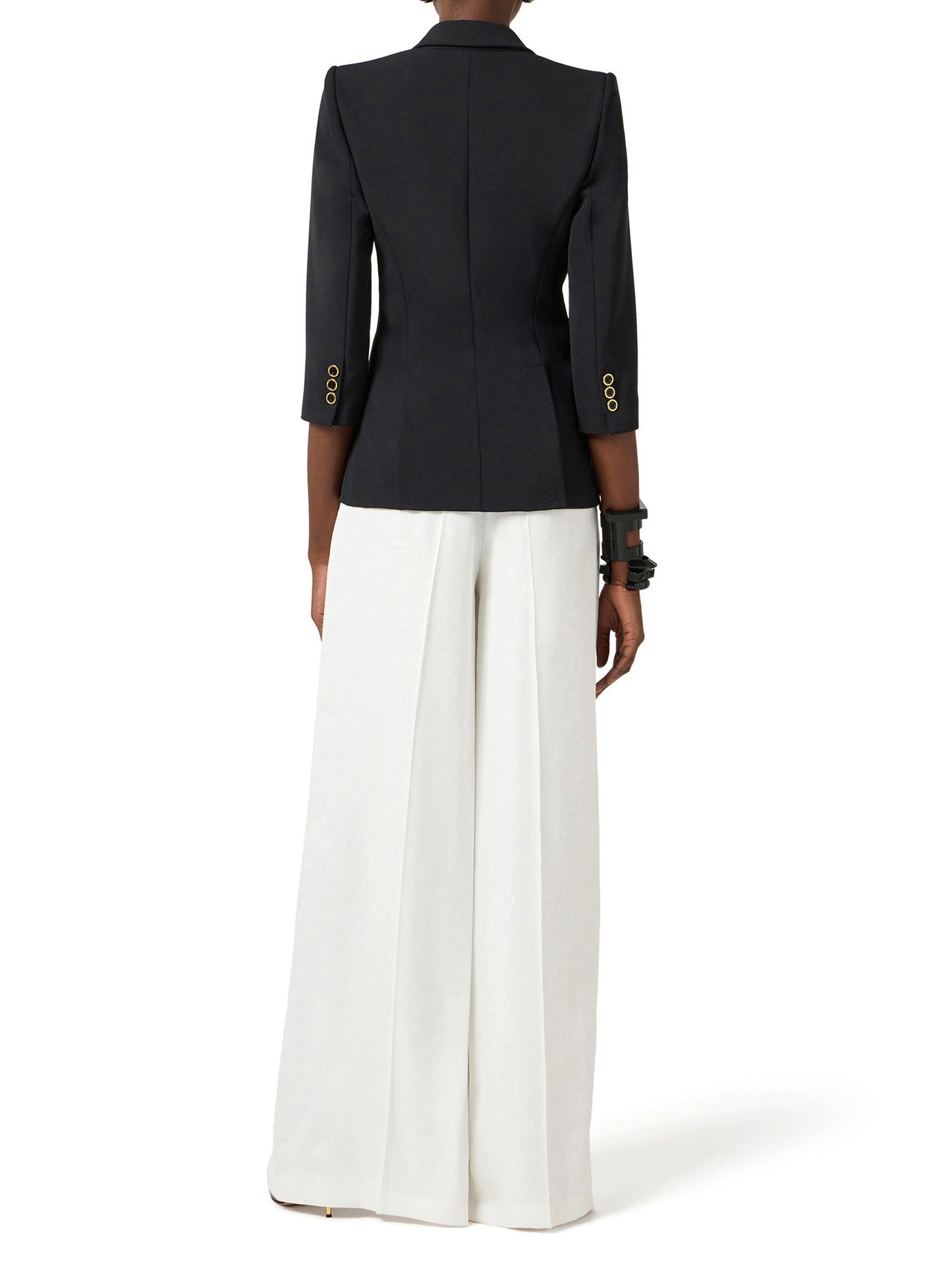 Jacket in double layer stretch crêpe fabric with logo details