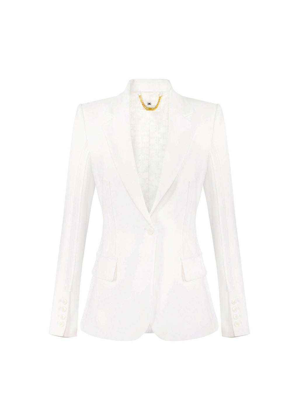 Jacket in double layer stretch crêpe fabric with raw-edge trims