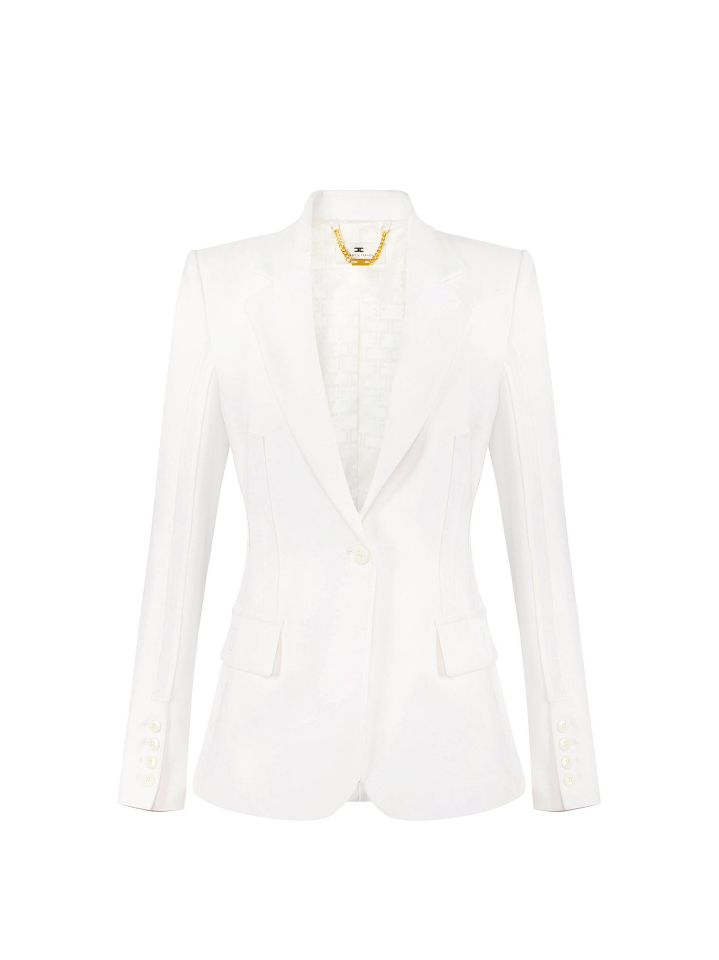 Jacket in double layer stretch crêpe fabric with raw-edge trims