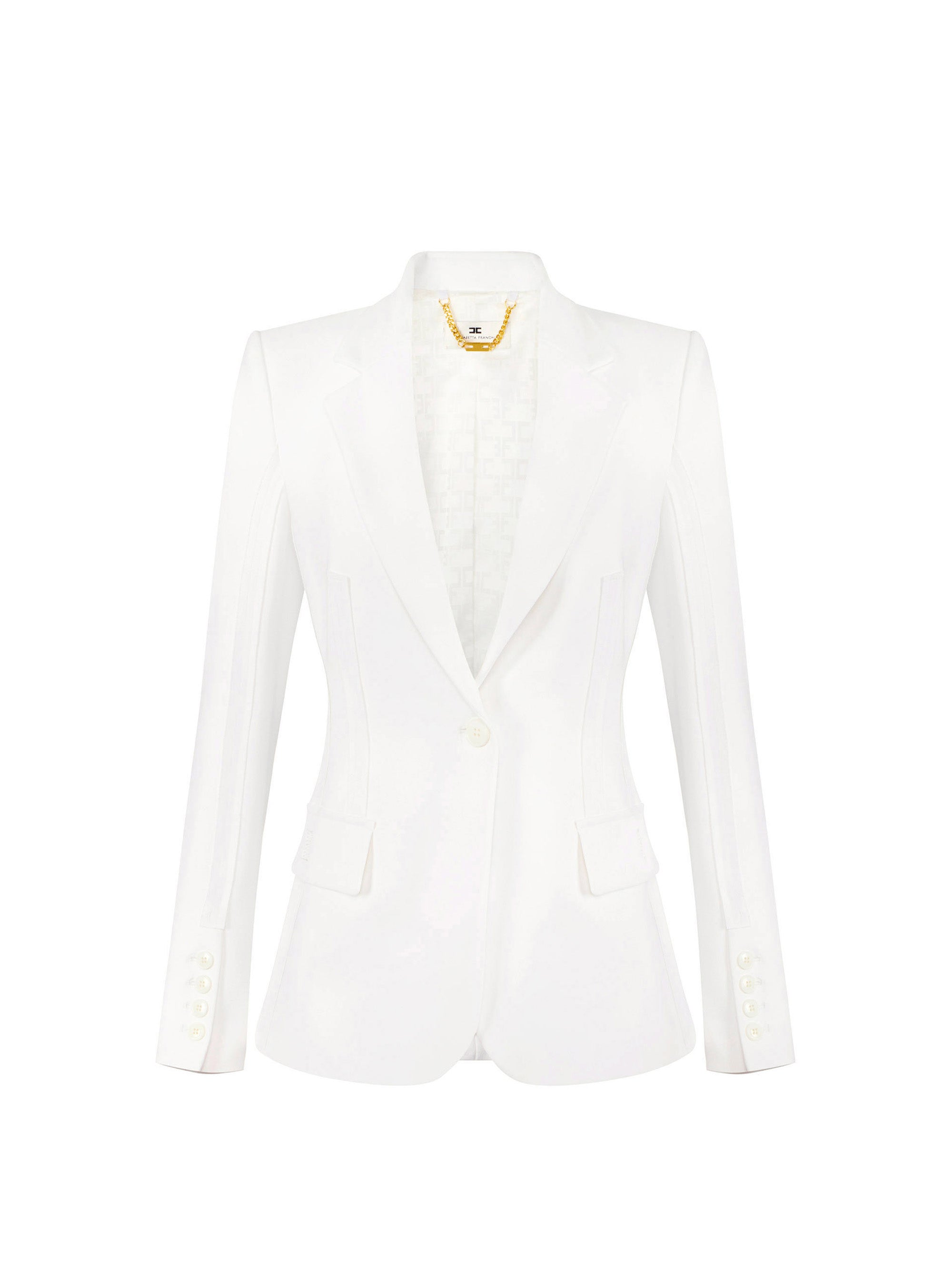 Jacket in double layer stretch crêpe fabric with raw-edge trims