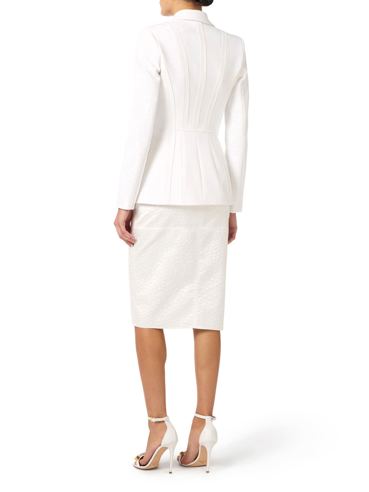 Jacket in double layer stretch crêpe fabric with raw-edge trims