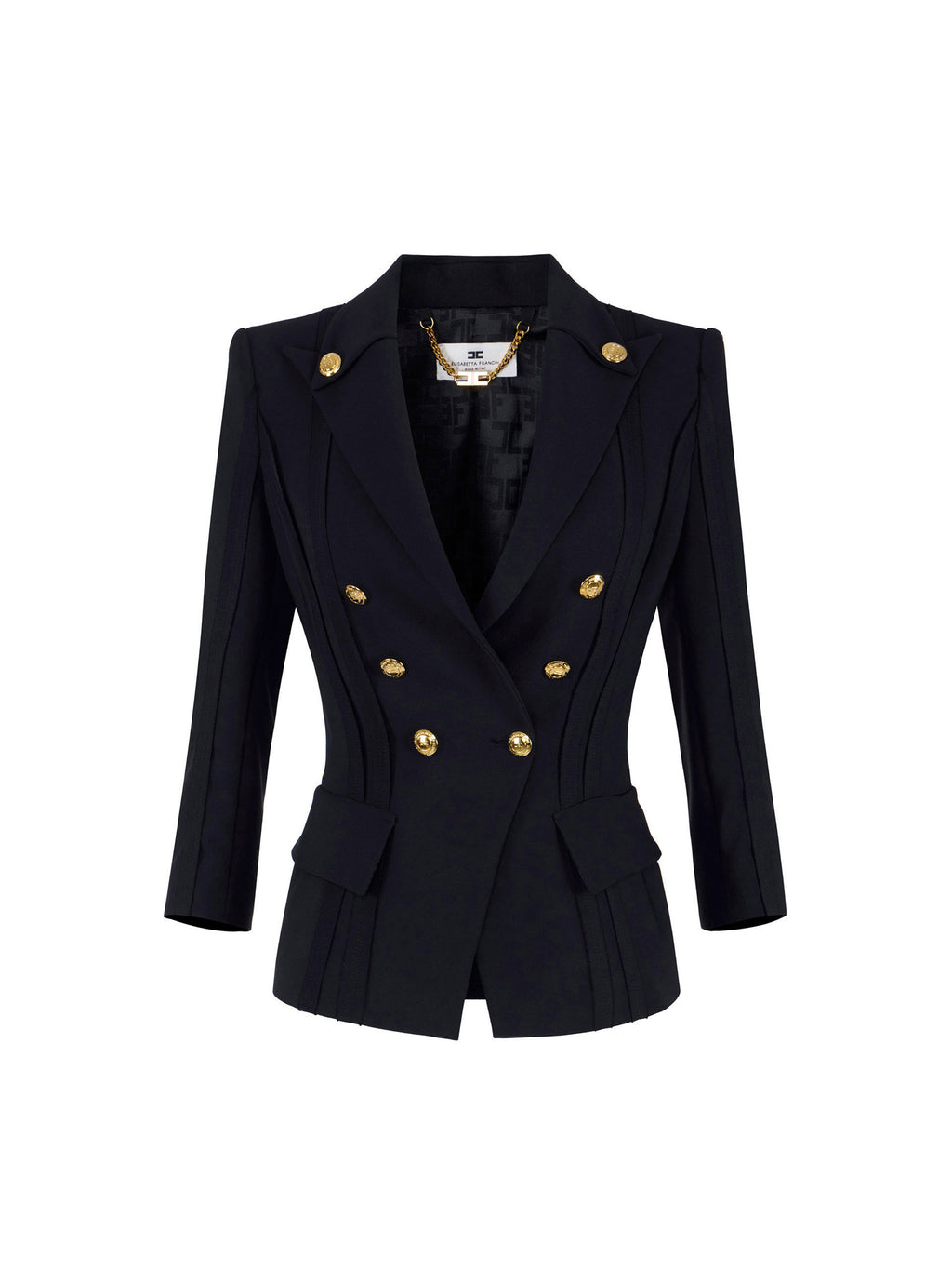 Jacket in double layer stretch crêpe fabric with raw-edge trims