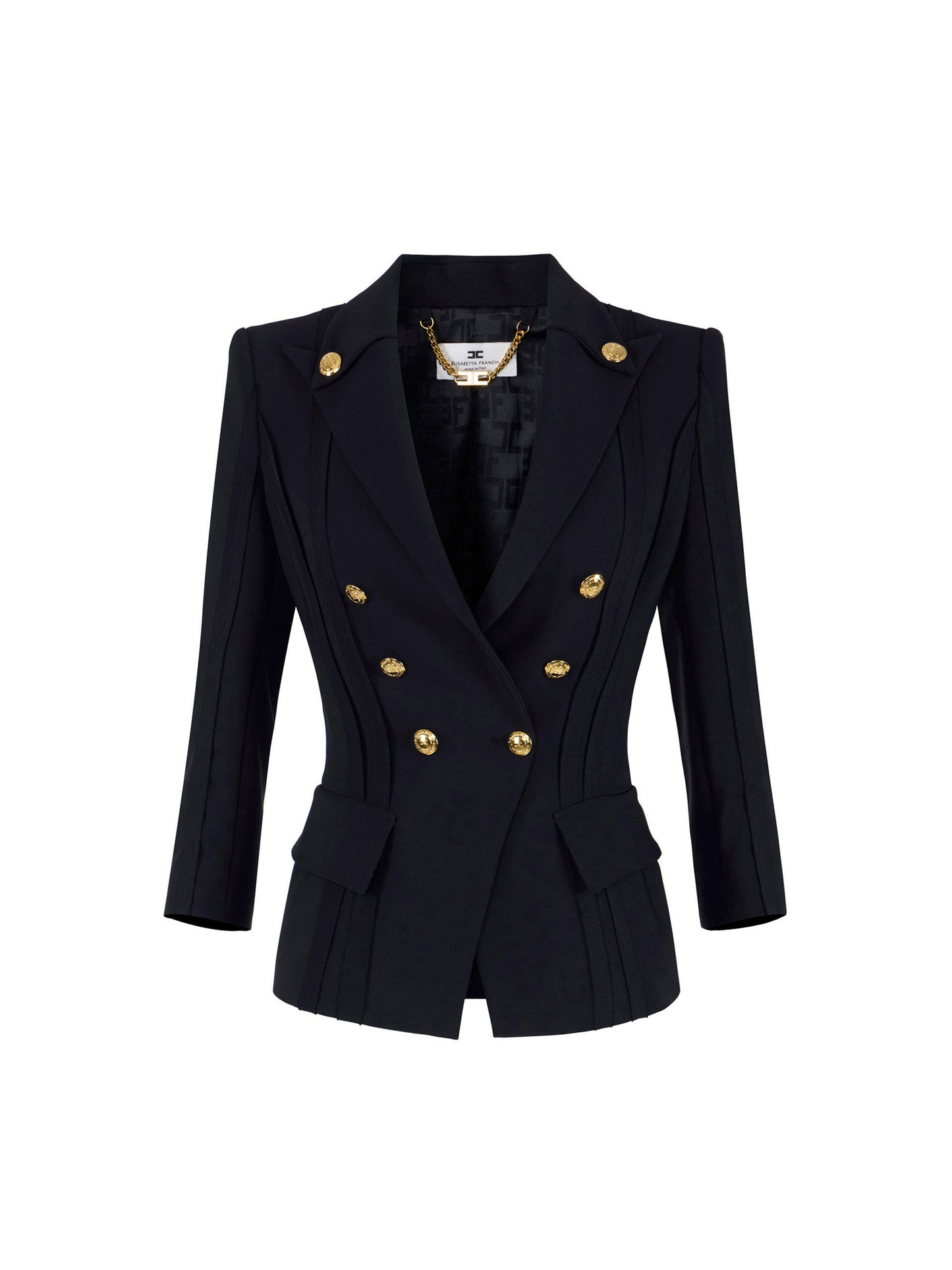 Jacket in double layer stretch crêpe fabric with raw-edge trims