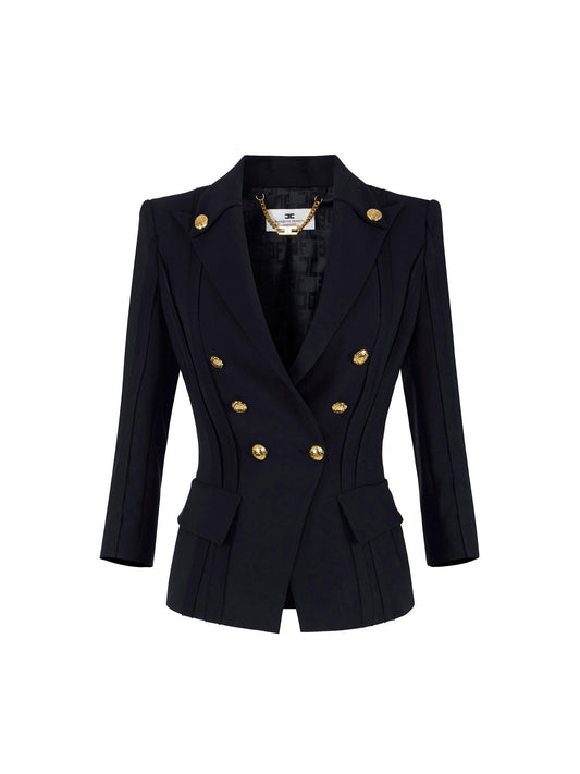 Jacket in double layer stretch crêpe fabric with raw-edge trims