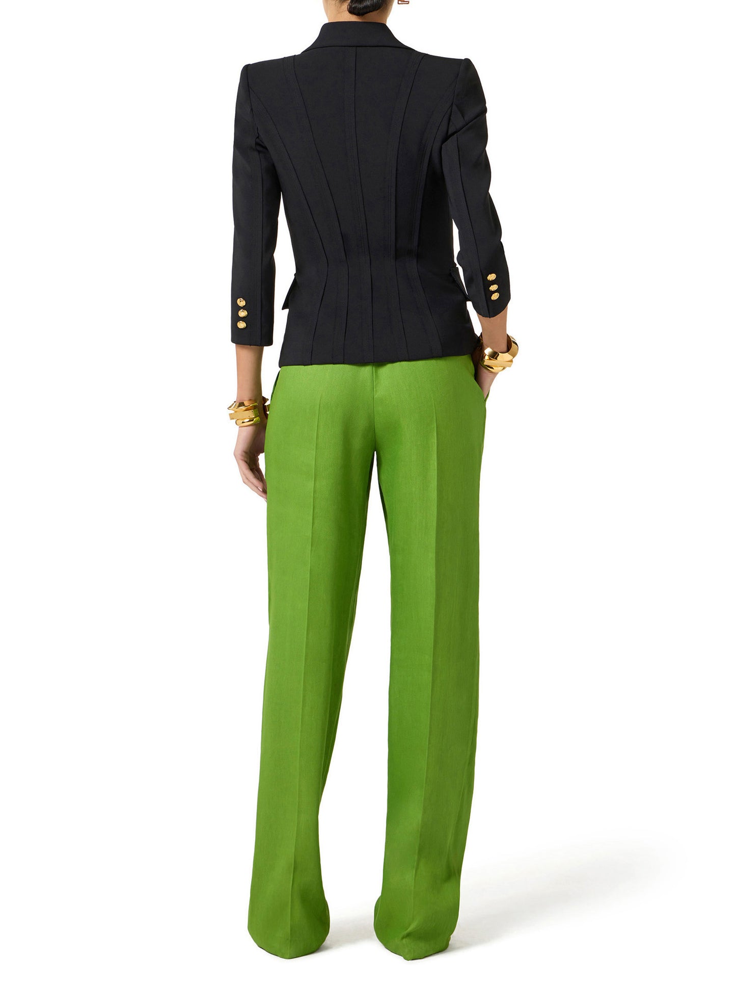 Jacket in double layer stretch crêpe fabric with raw-edge trims