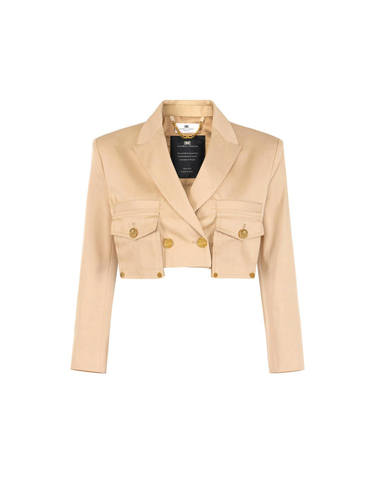 Cotton gabardine jacket with cargo pockets