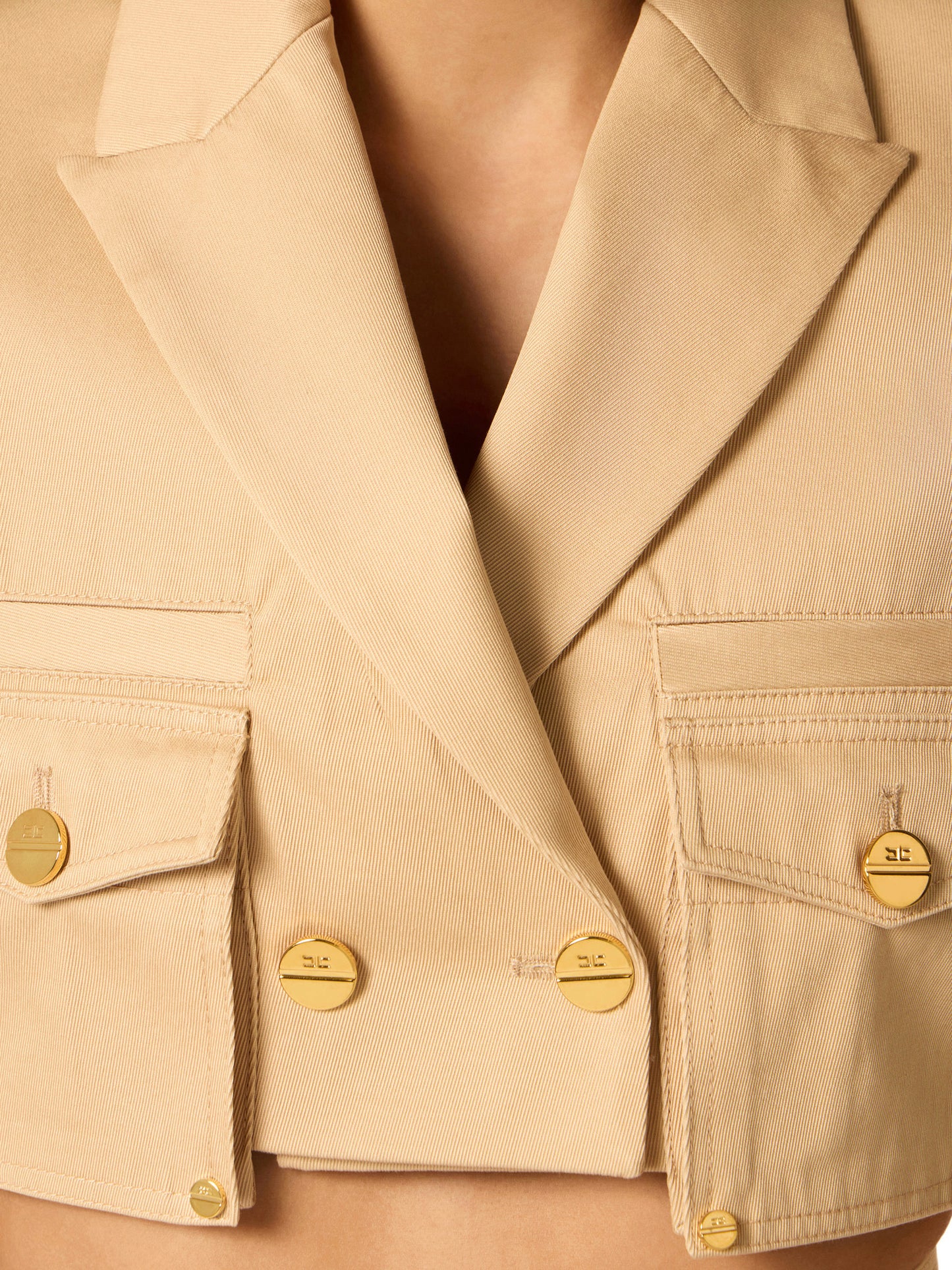 Cotton gabardine jacket with cargo pockets
