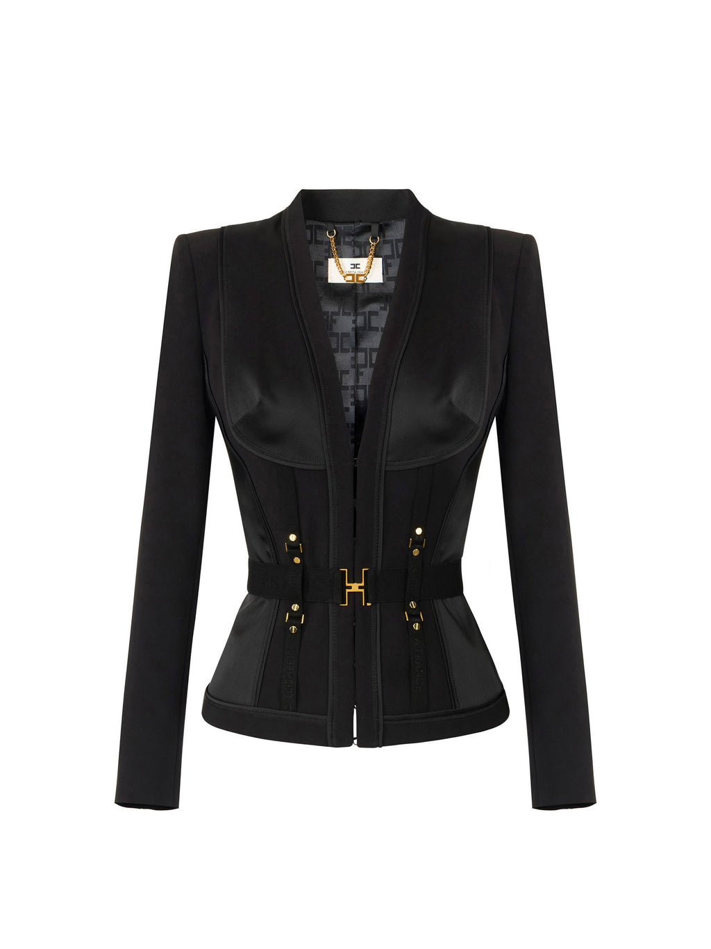 Bustier jacket in lightweight crêpe and satin fabrics