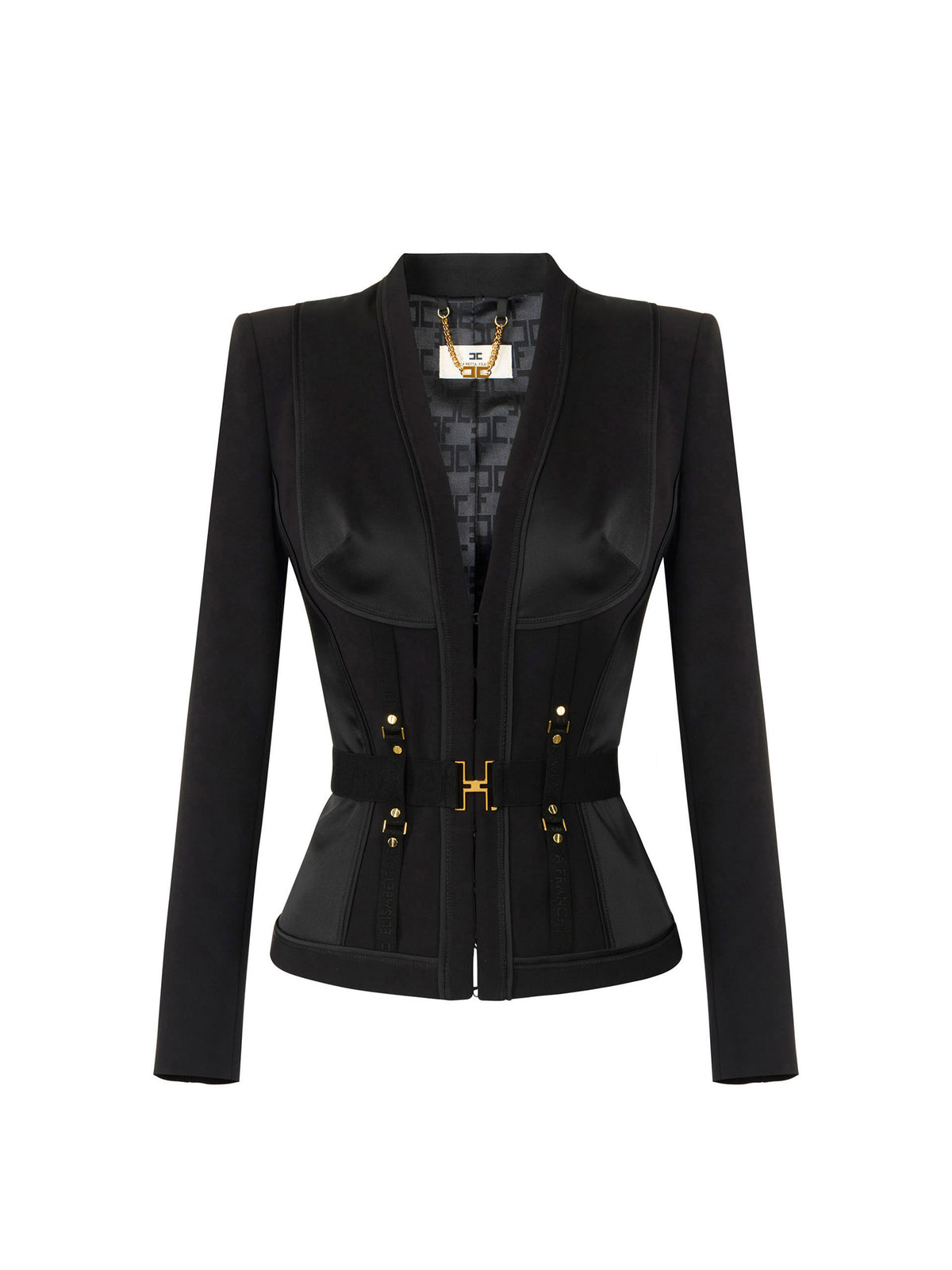 Bustier jacket in lightweight crêpe and satin fabrics