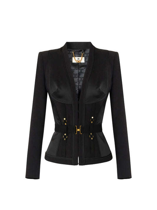 Bustier jacket in lightweight crêpe and satin fabrics