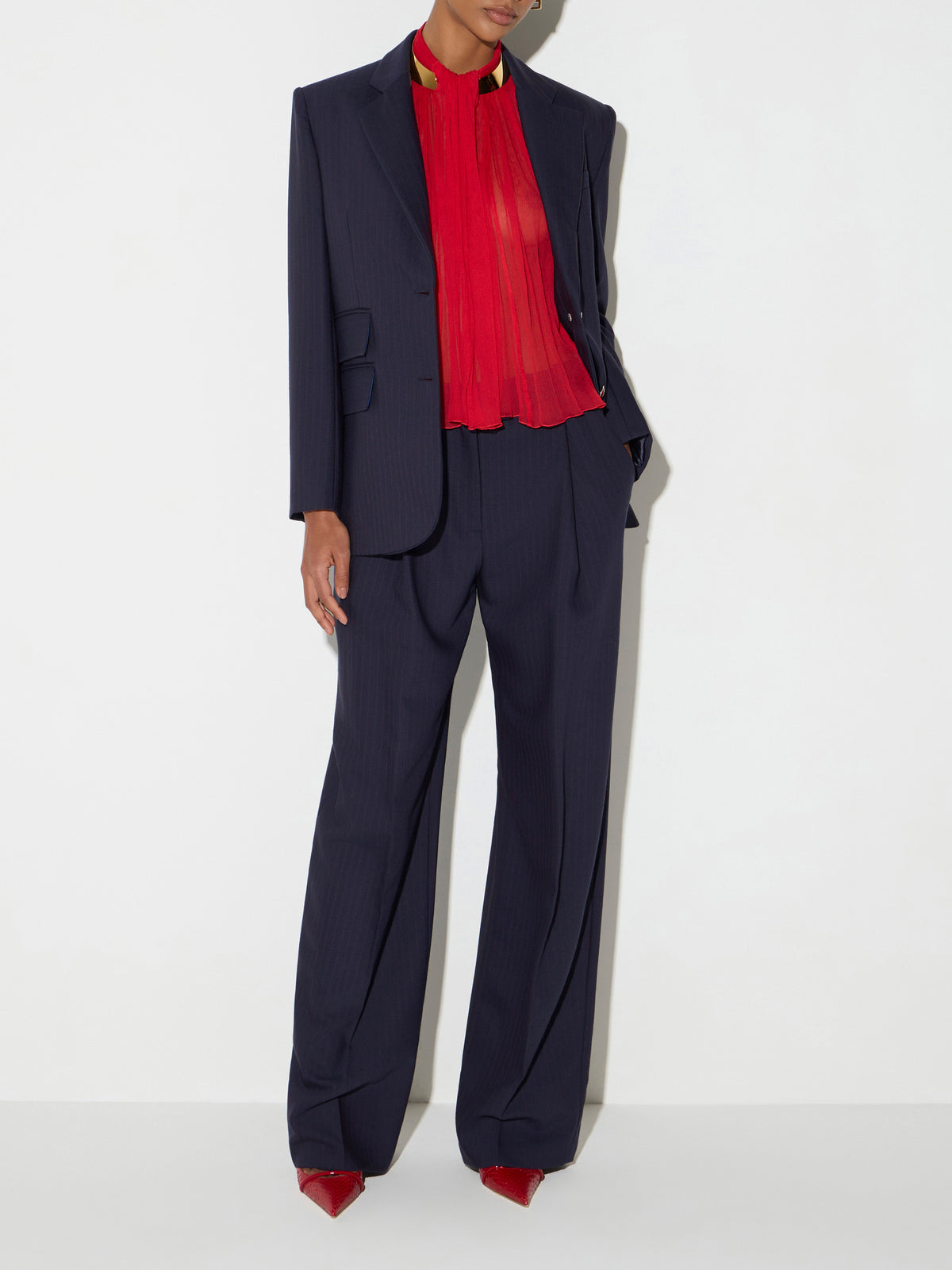 Pinstriped jacket in cool wool fabric