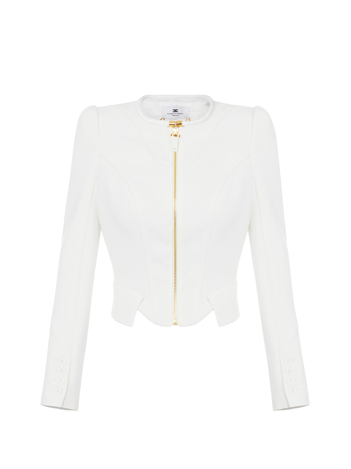 Jacket in double layer crêpe and satin fabrics